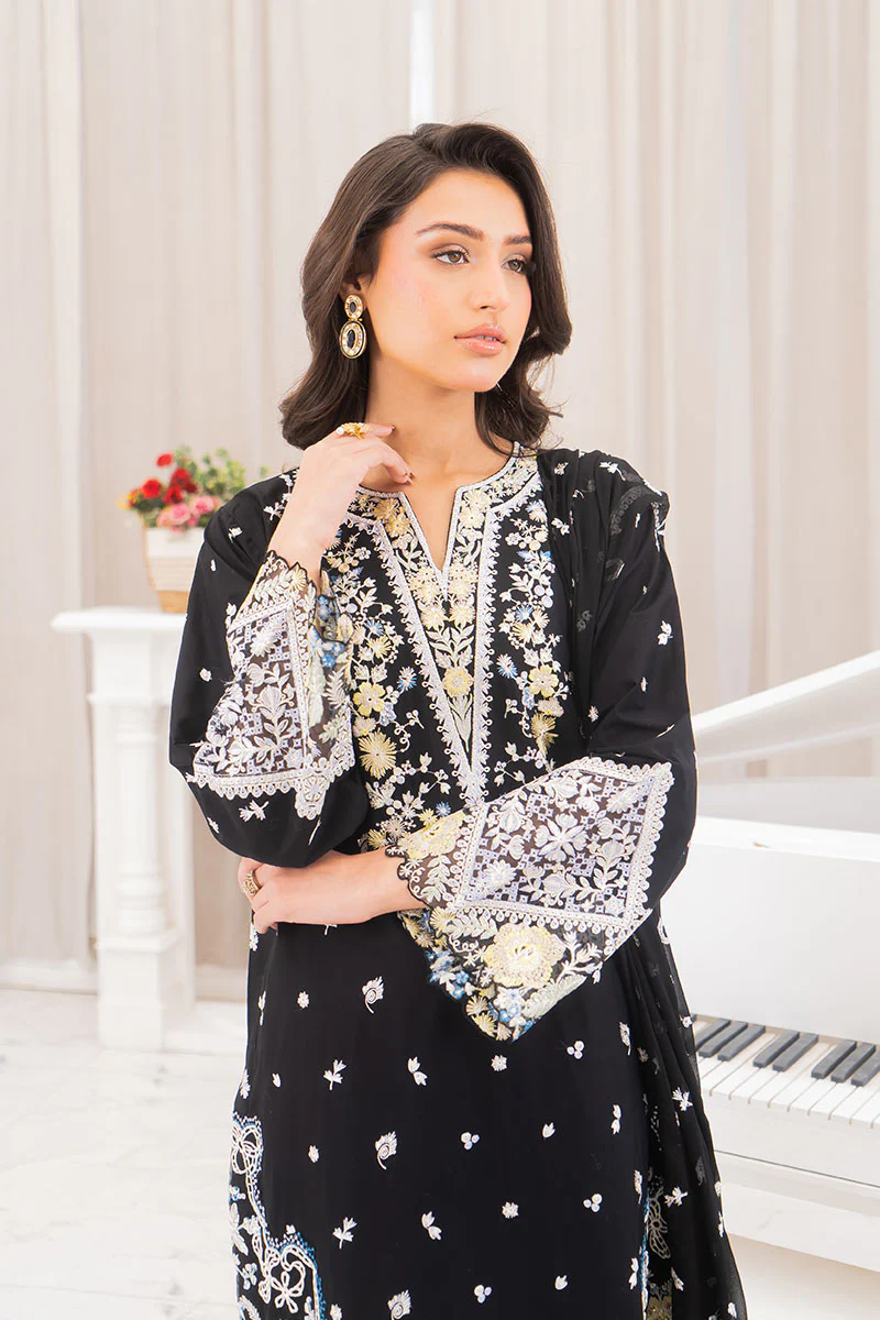 Motif Cambric Embroidered Suit-019 - Image 3