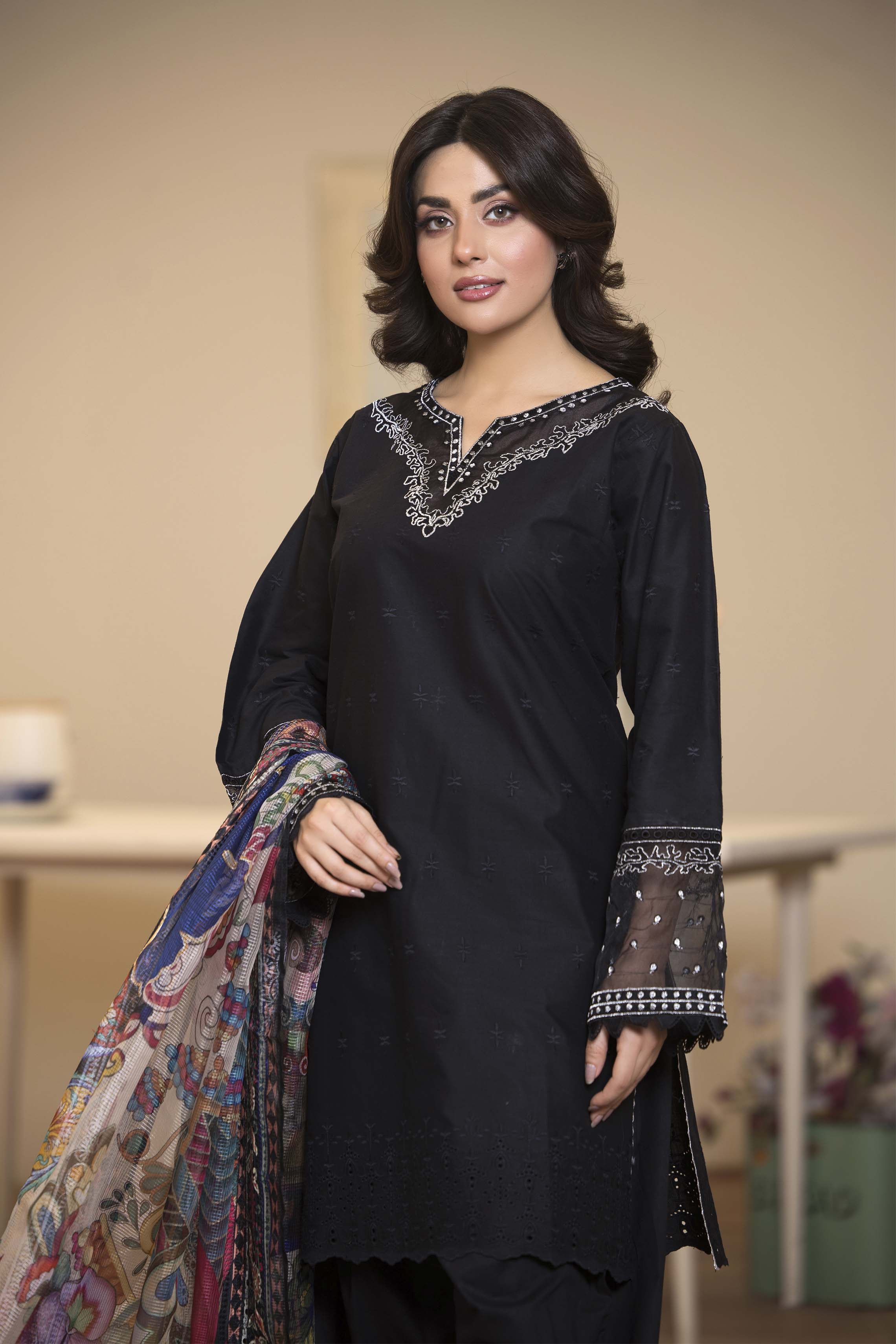 Motif Chikankari Embroidered Suit-221 - Image 3