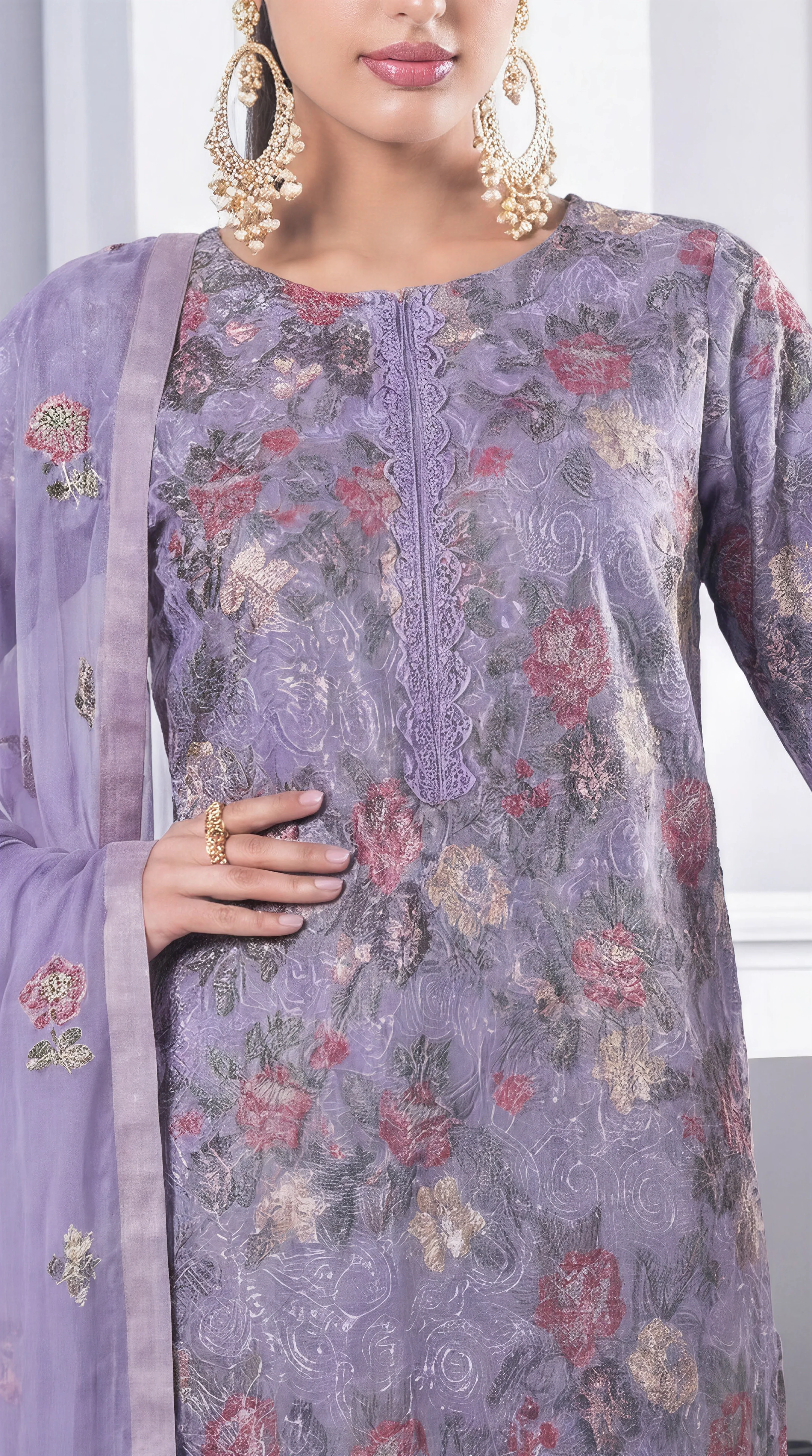 Motif Cotton Embroidered Suit-225 - Image 3