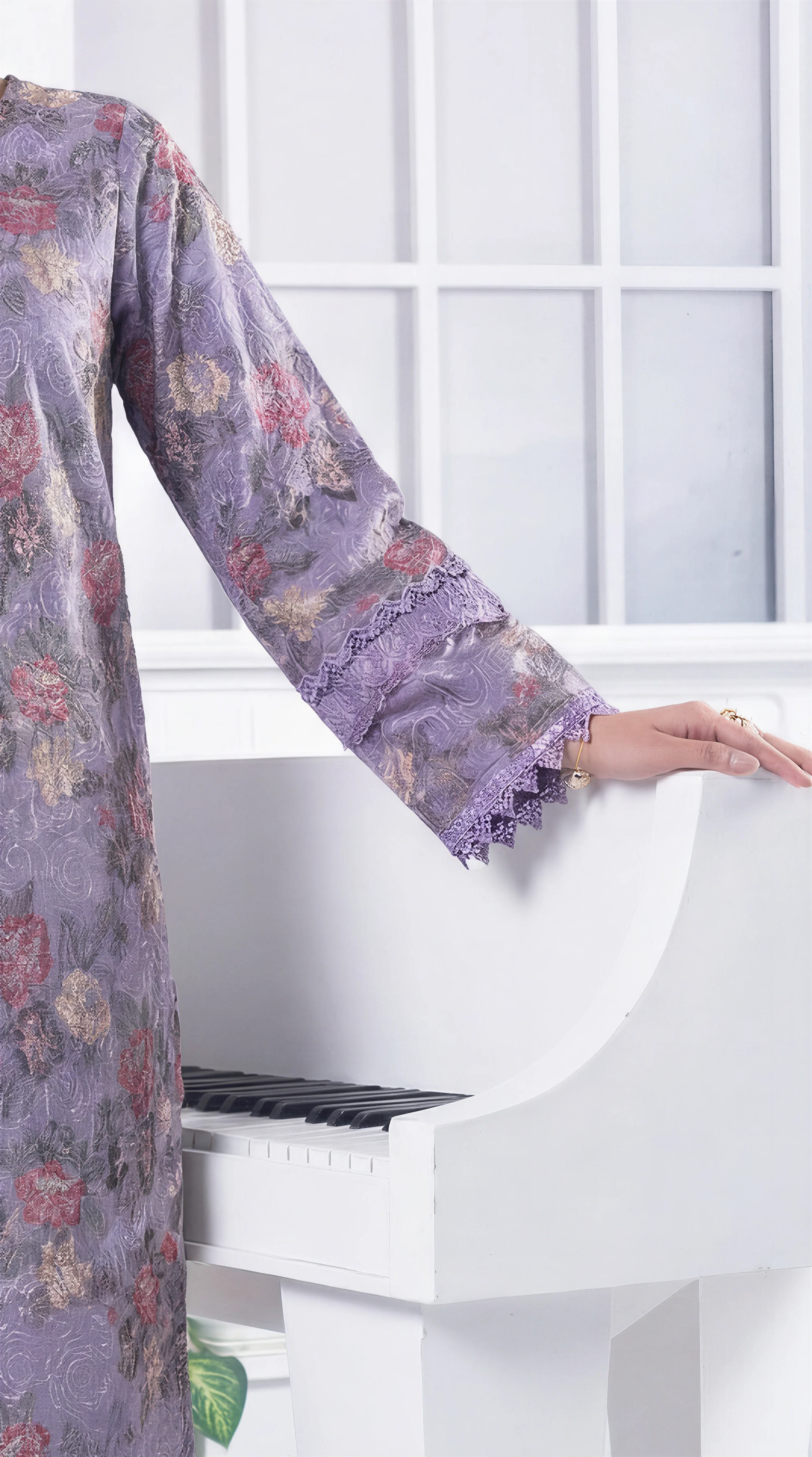 Motif Cotton Embroidered Suit-225 - Image 6