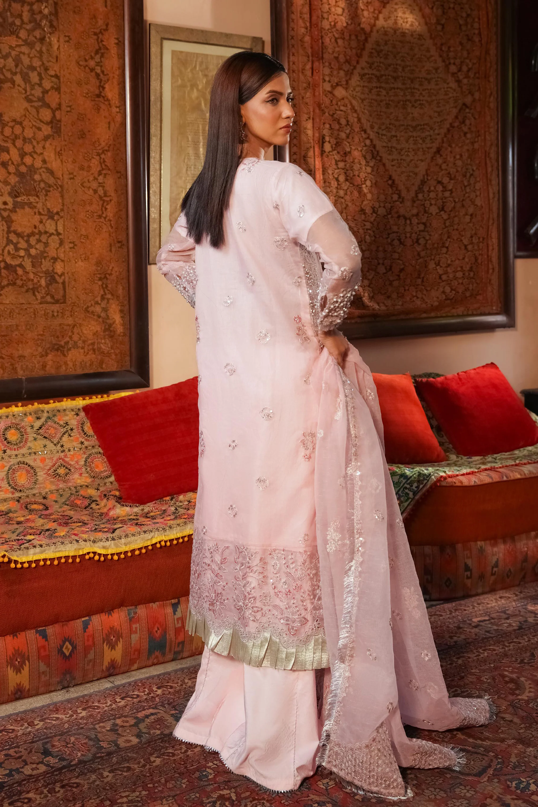 Motif Cotton Net Embroidered Suit-333 - Image 4