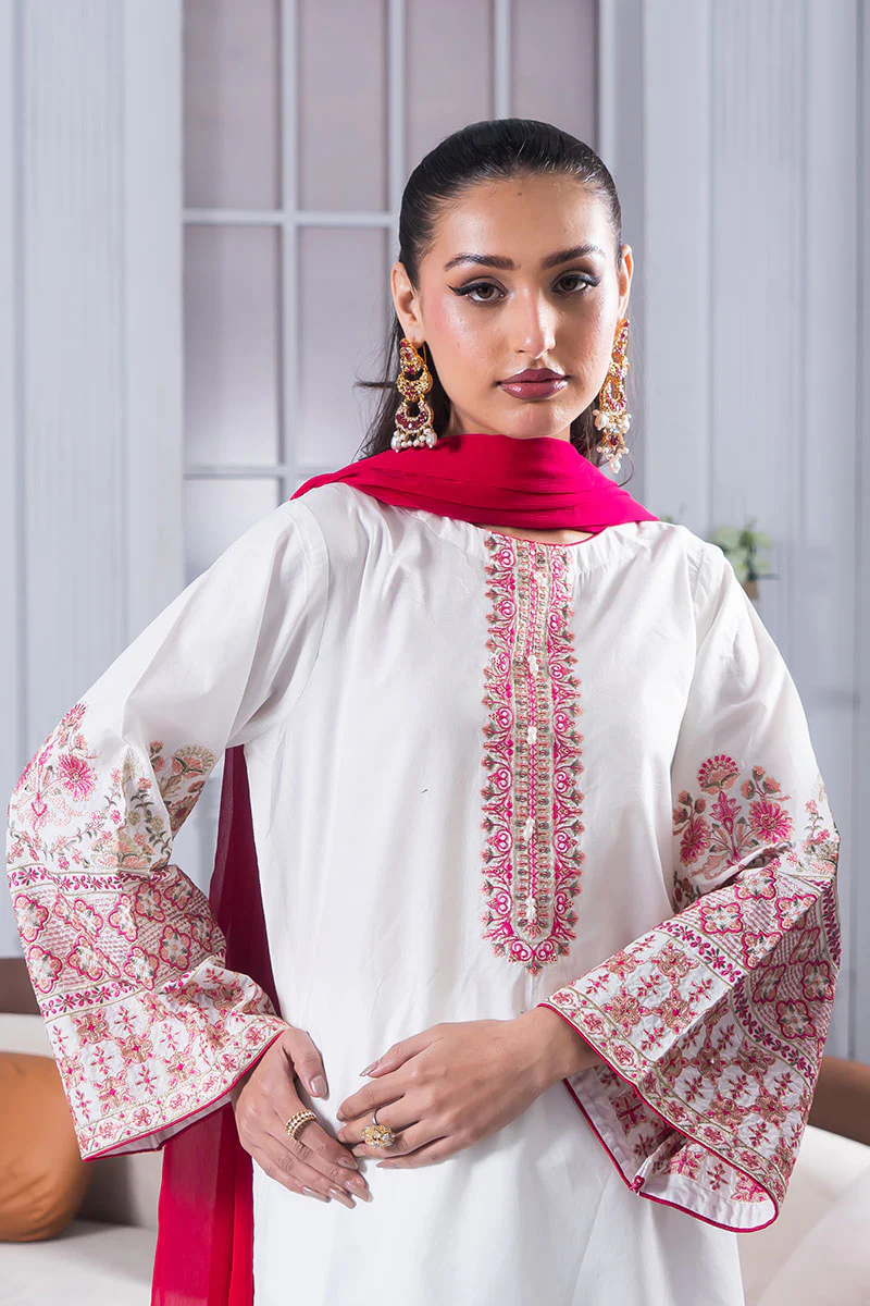 Motif Cambric Embroidered Suit-017 - Image 3