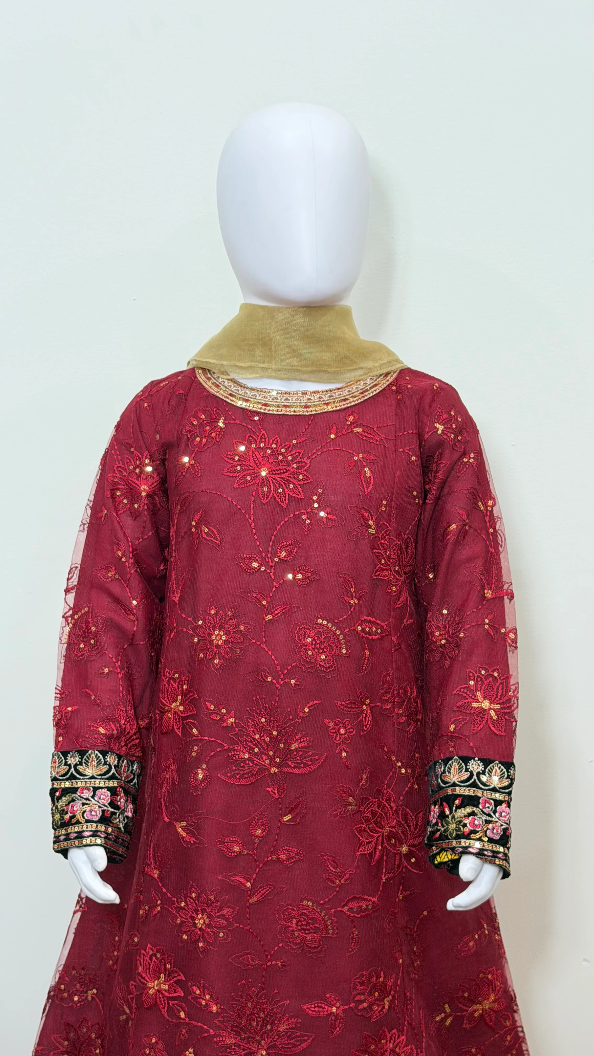 Motif Girls Chiffon Embroidered Suit-025 - Image 3
