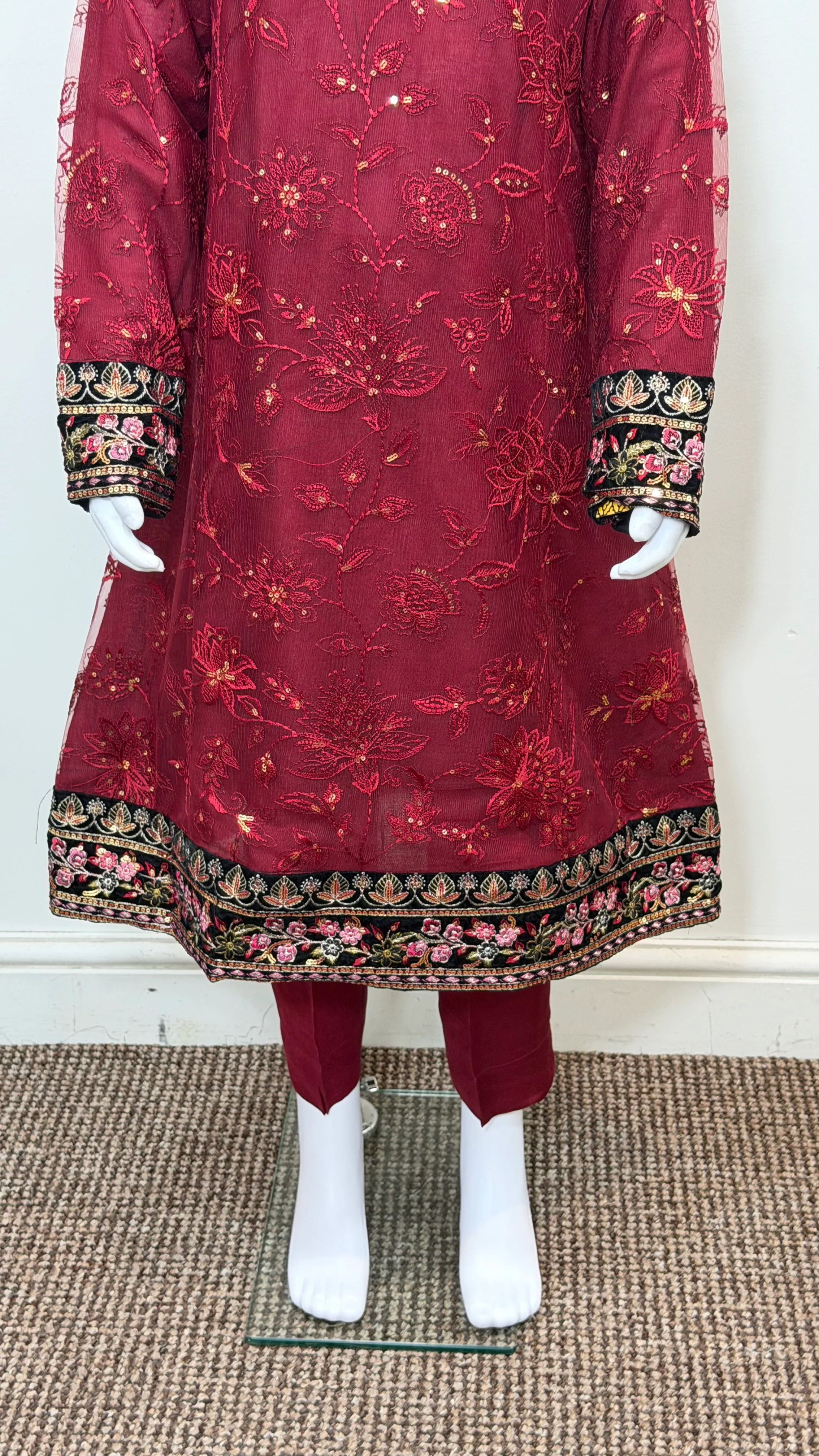 Motif Girls Chiffon Embroidered Suit-025 - Image 4