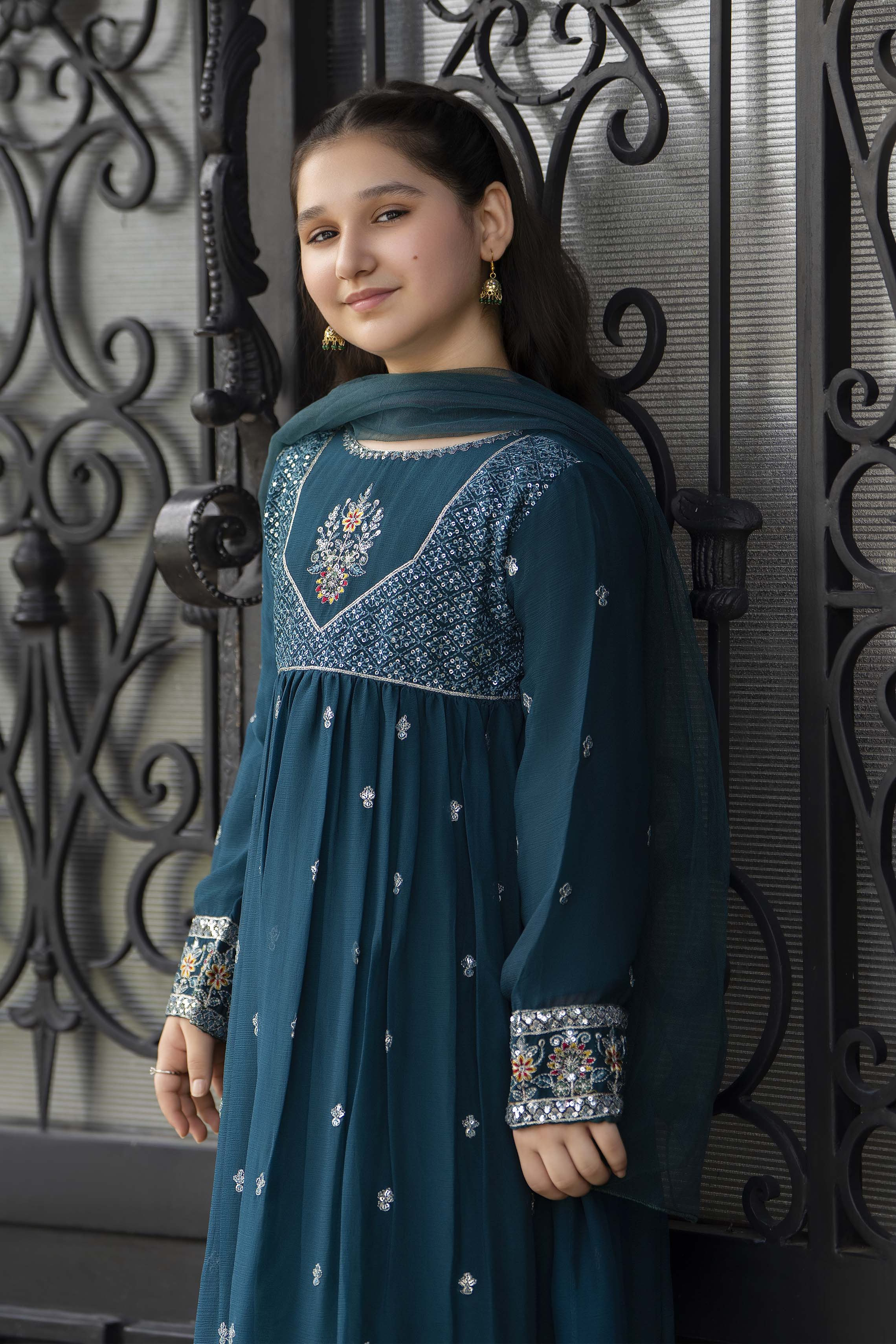 Motif Girls Embroidered Suit-008 - Image 3