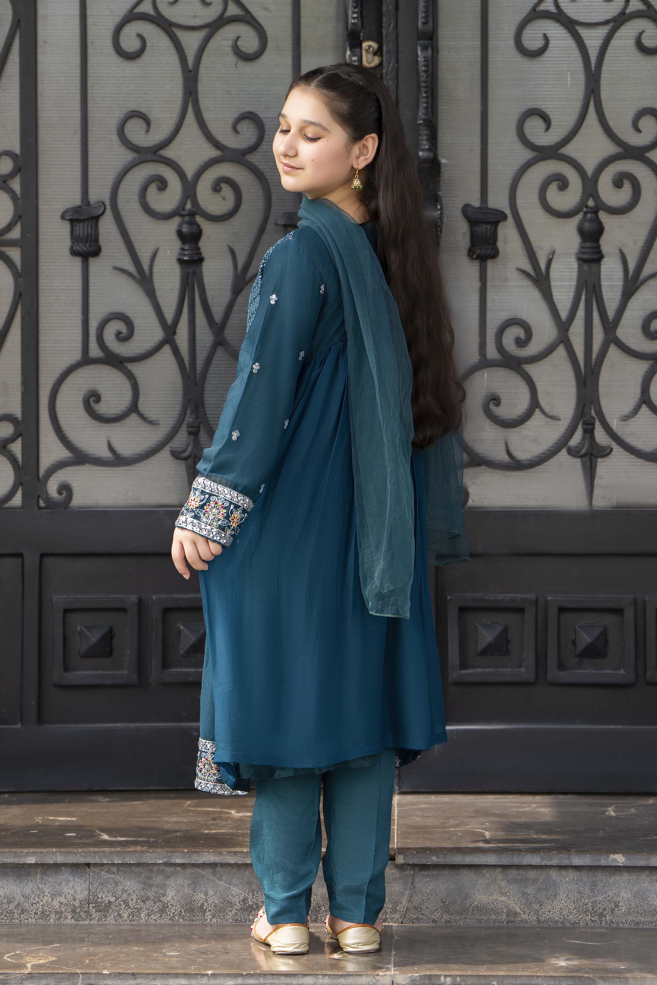 Motif Girls Embroidered Suit-008 - Image 5