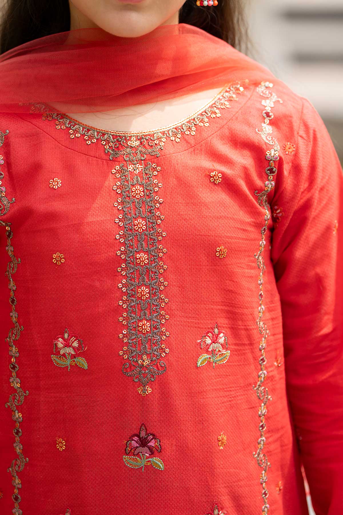 Motif Girls Embroidered Suit-024 - Image 5