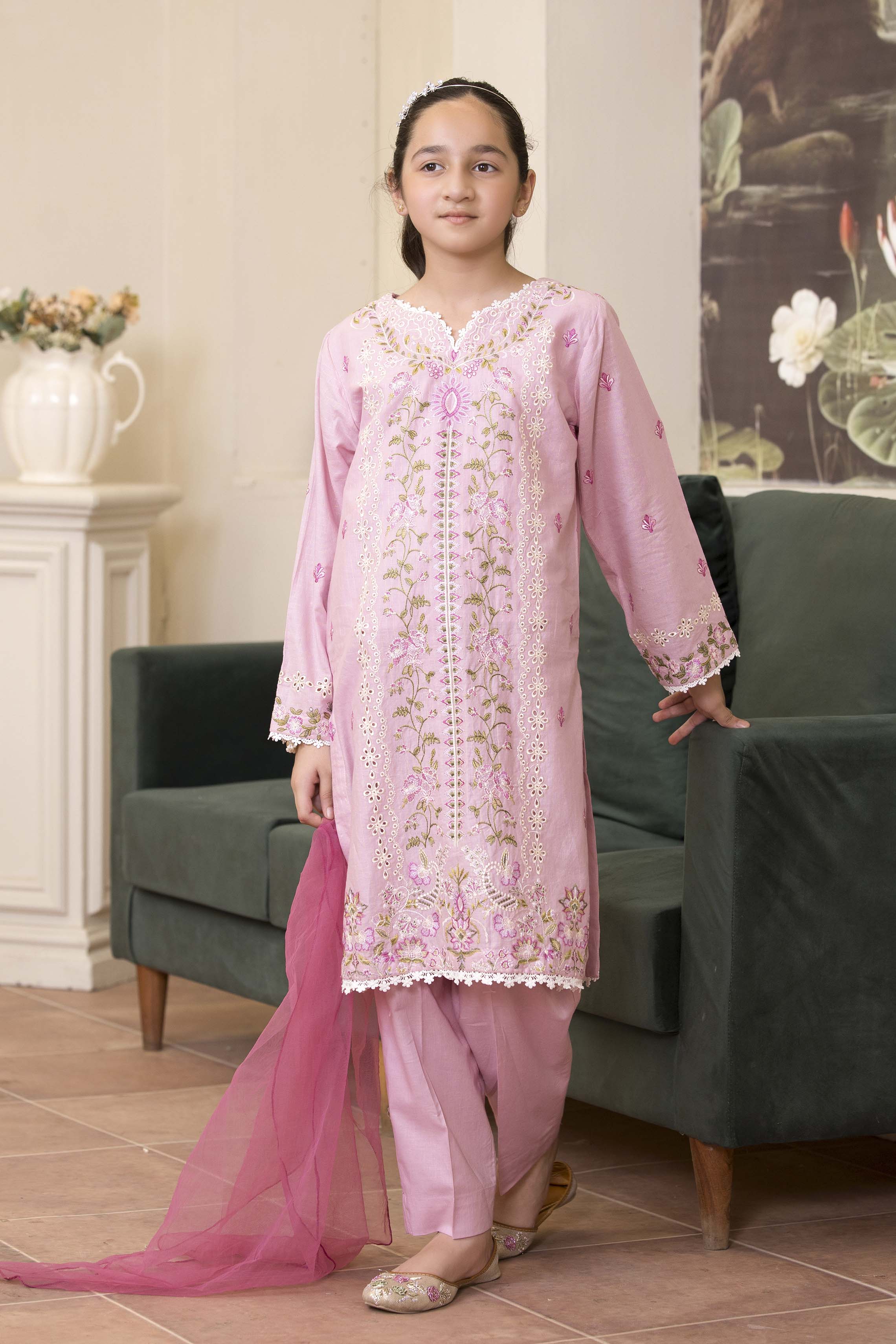 Motif Girls Masoori Embroidered Suit-056 - Image 3