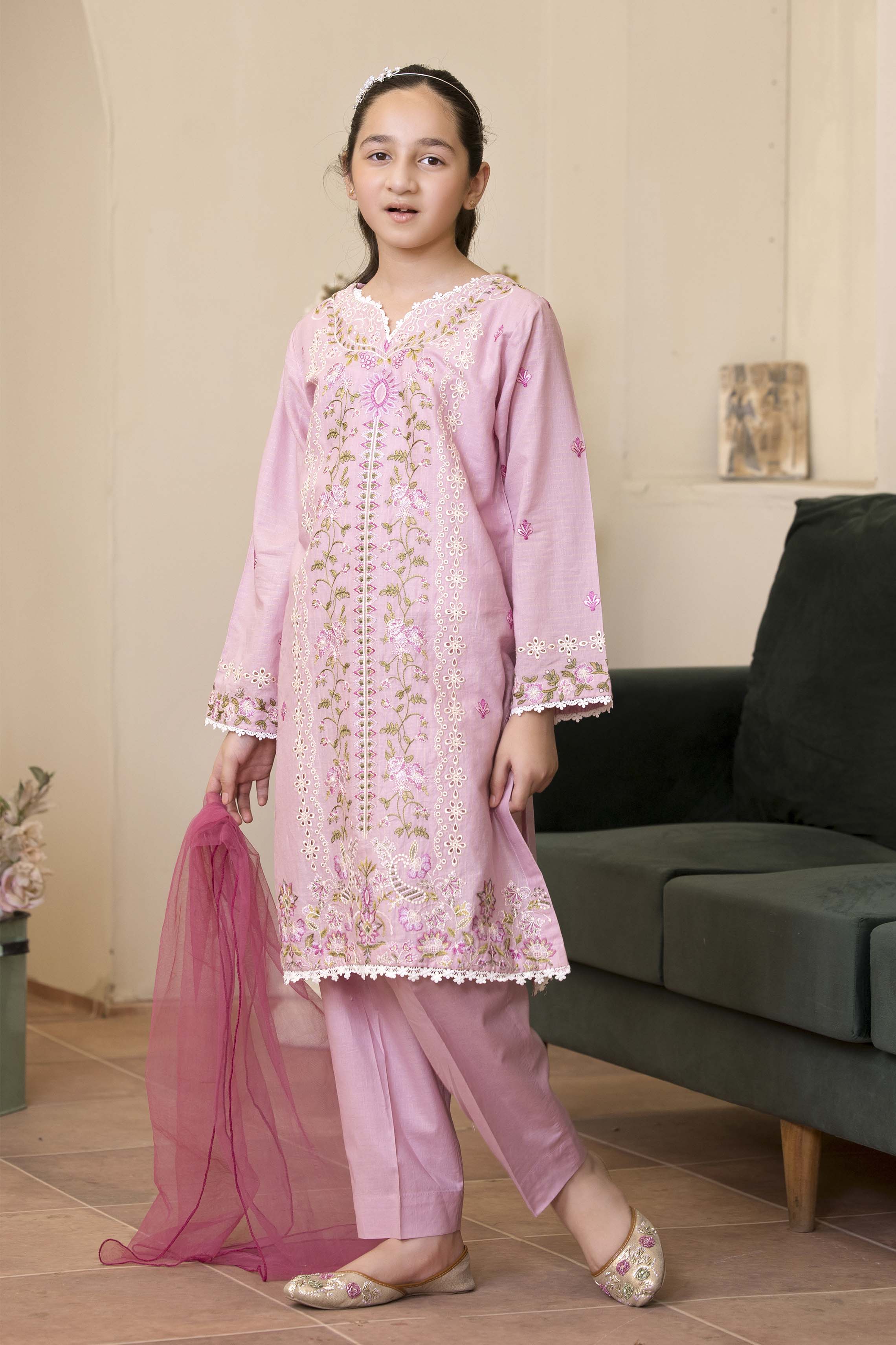 Motif Girls Masoori Embroidered Suit-056 - Image 4