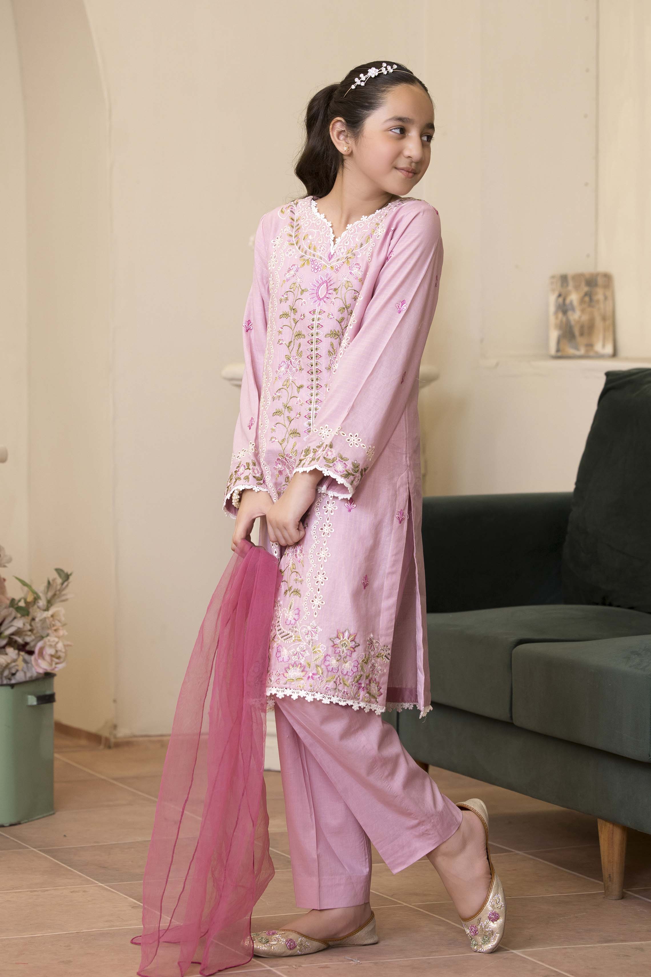 Motif Girls Masoori Embroidered Suit-056 - Image 6