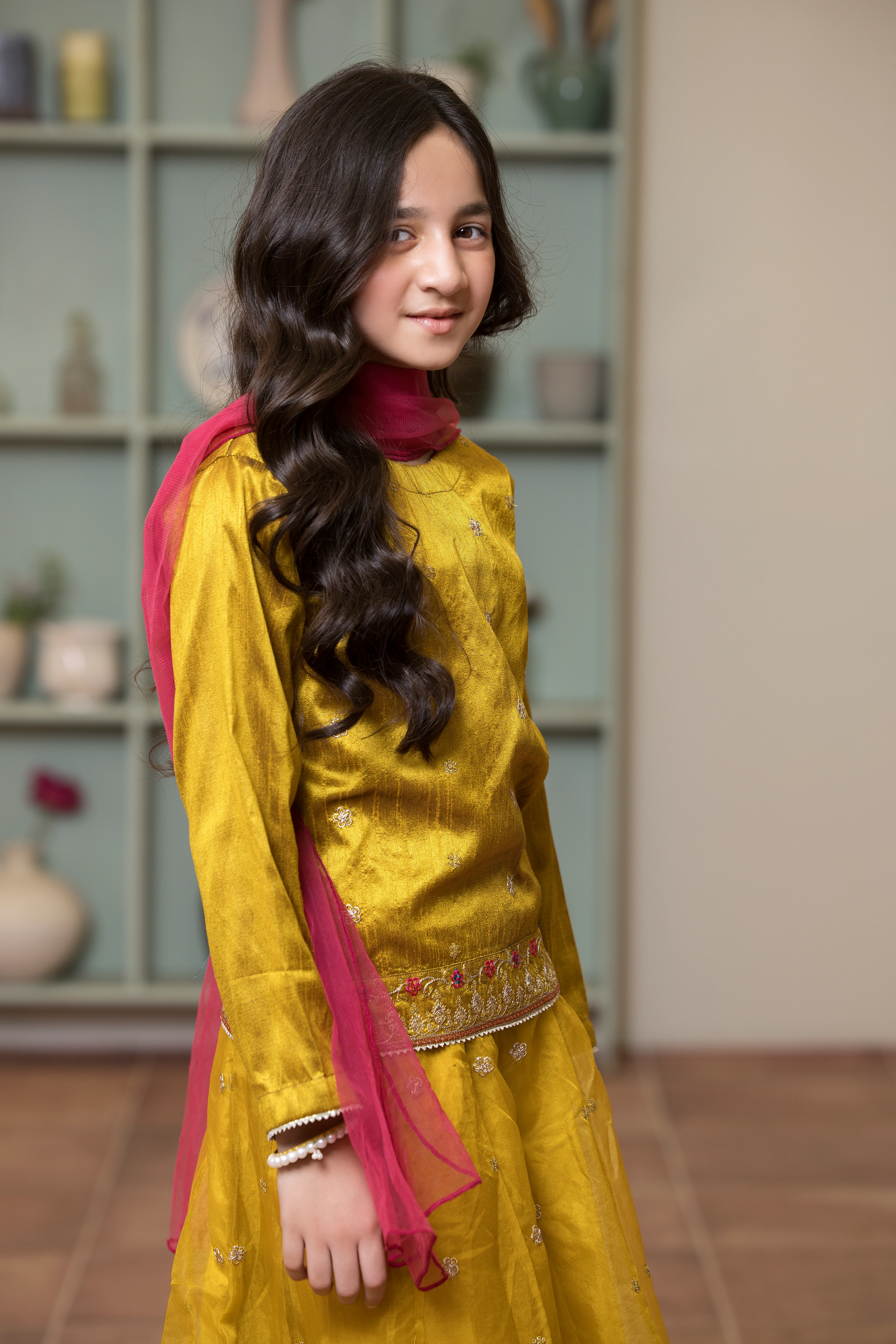 Motif Girls Raw Silk Embroidered Suit-017 - Image 3