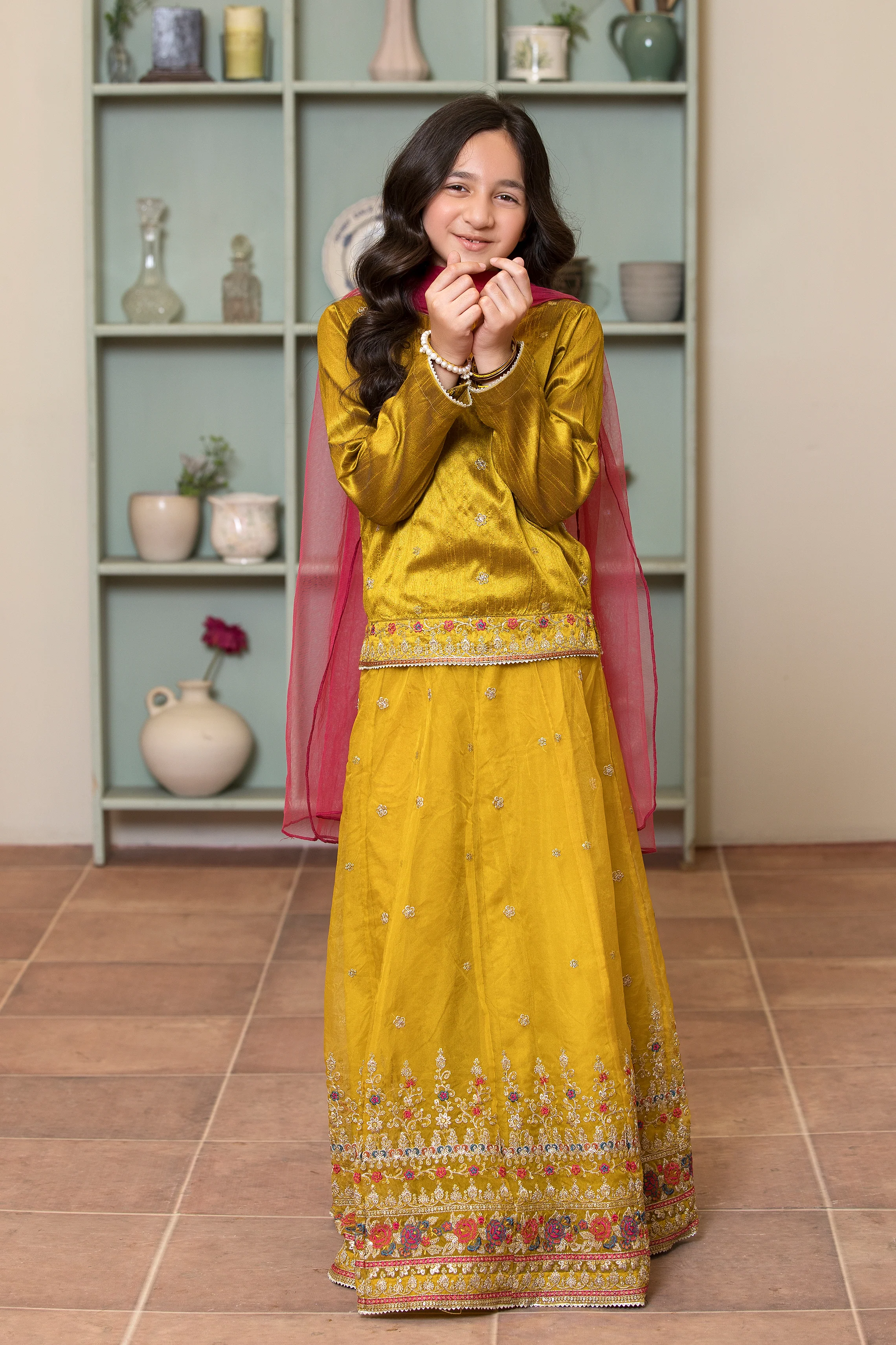 Motif Girls Raw Silk Embroidered Suit-017 - Image 5