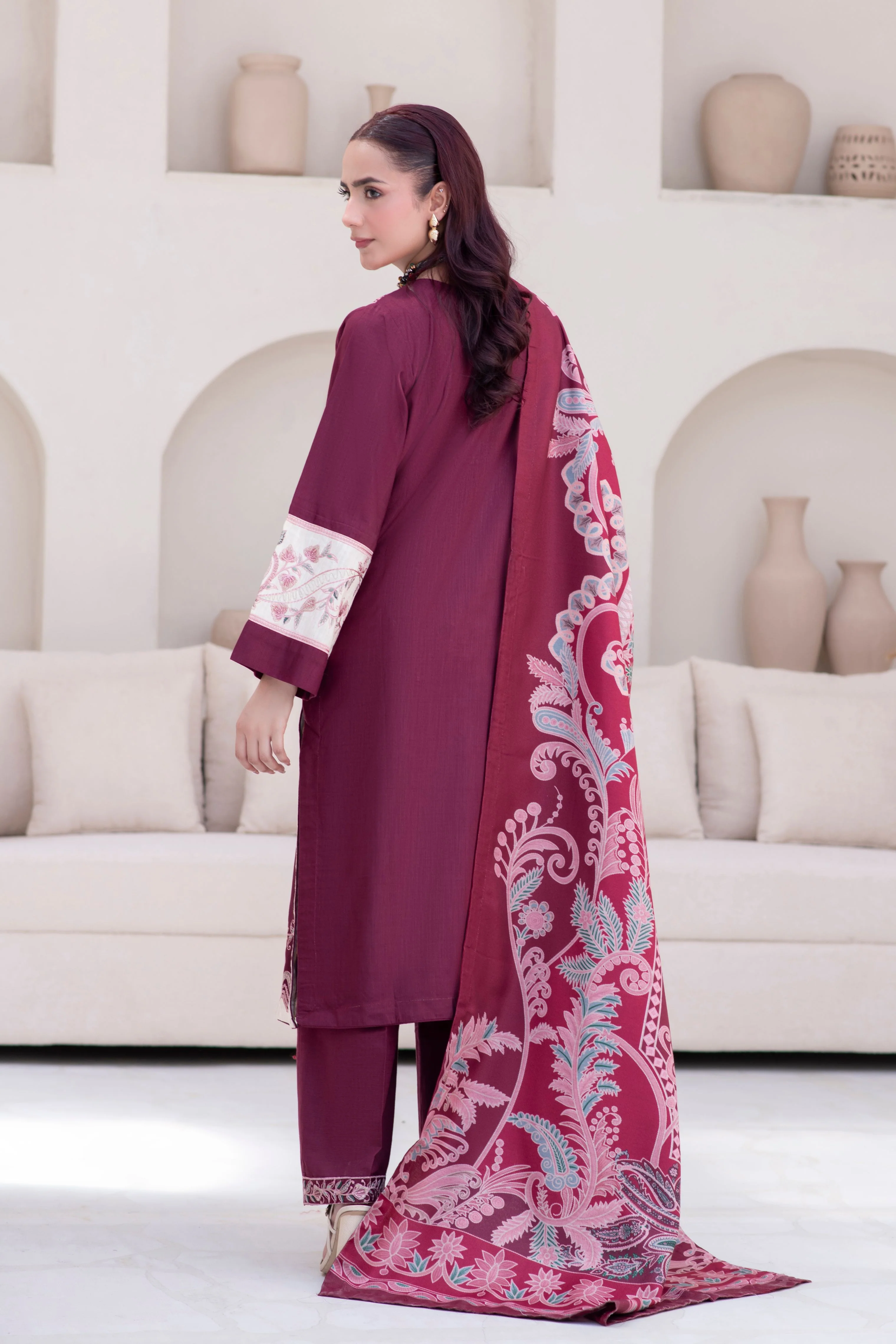 Motif Khaddar Embroidered Suit-043 - Image 3