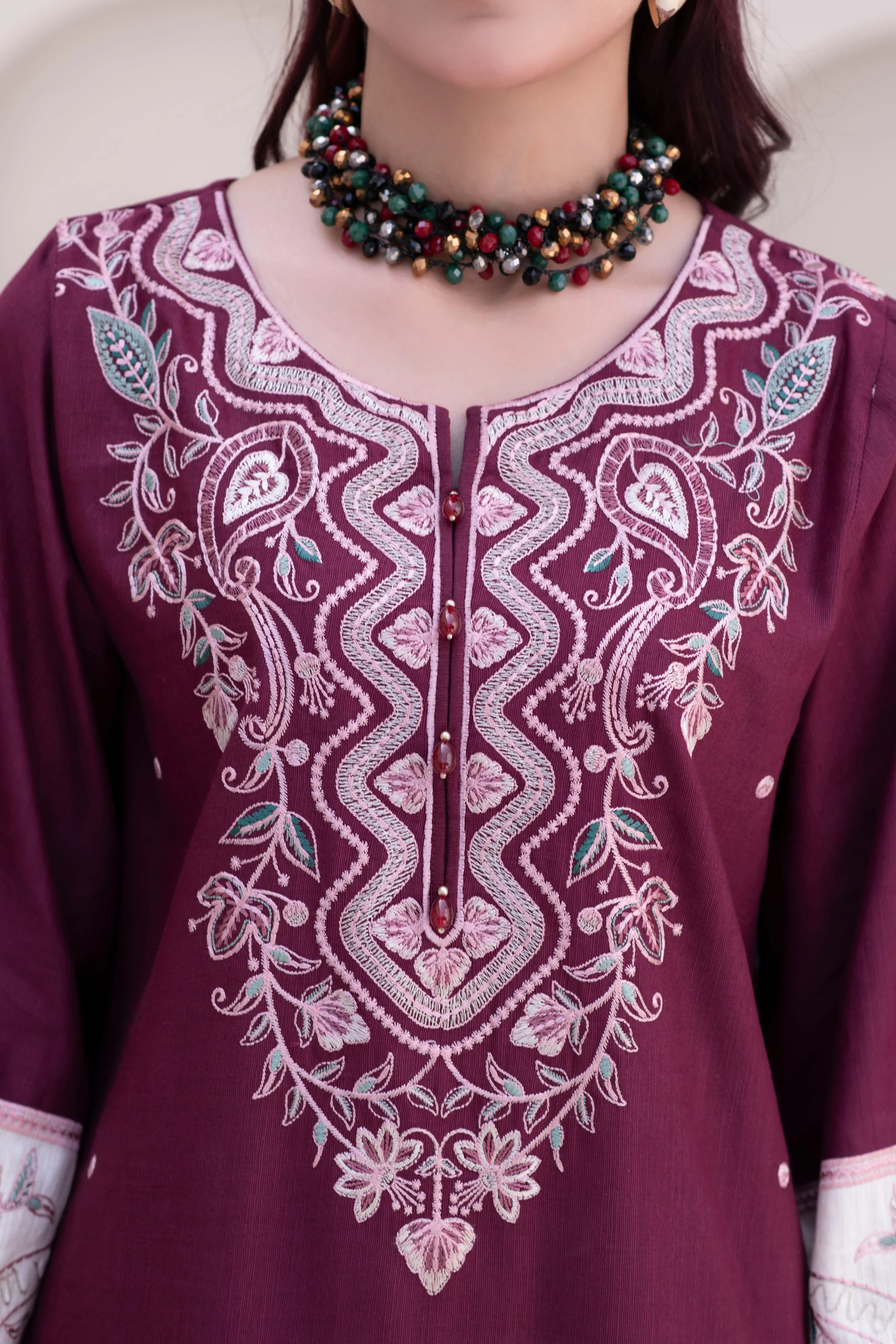 Motif Khaddar Embroidered Suit-043 - Image 5