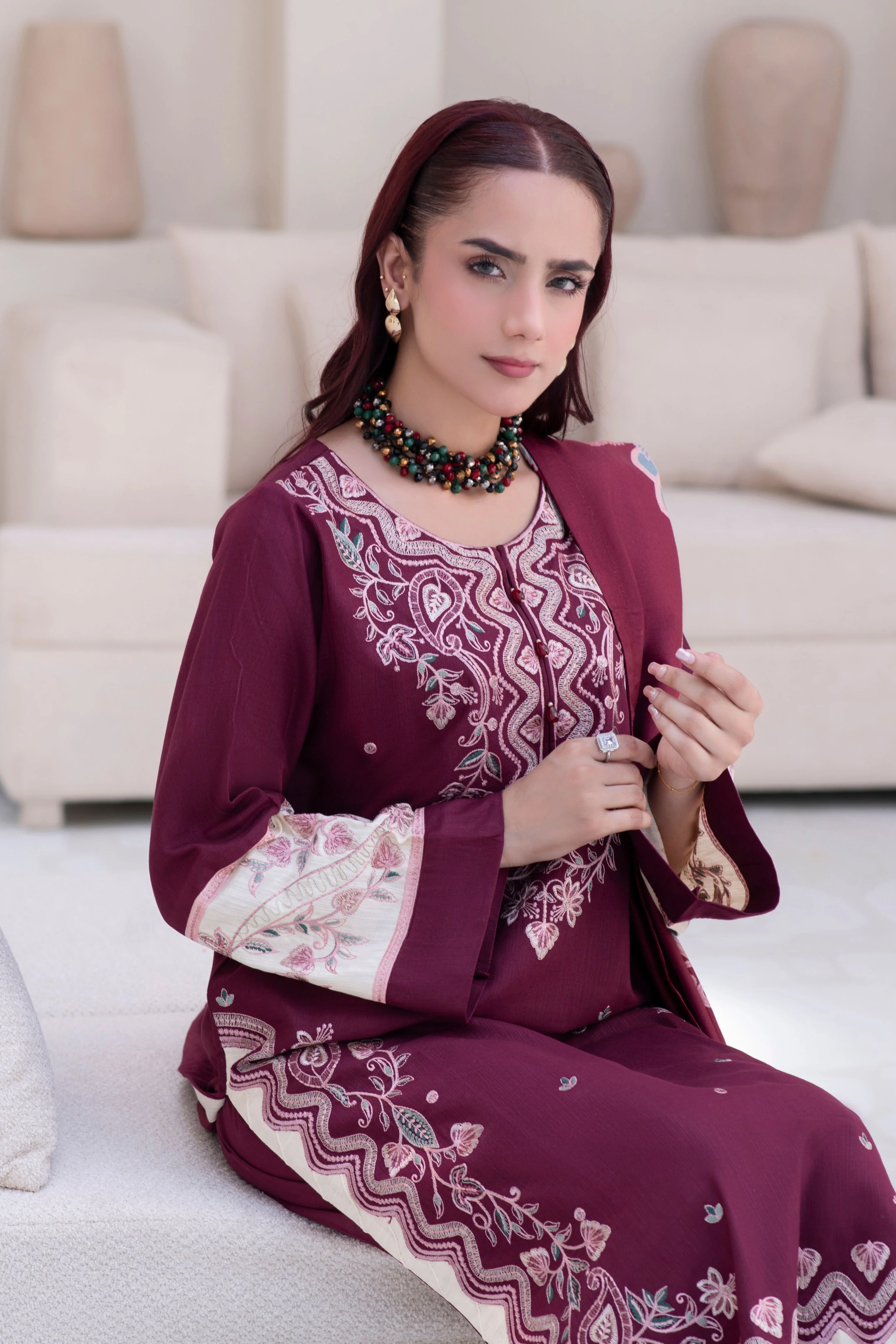Motif Khaddar Embroidered Suit-043 - Image 8