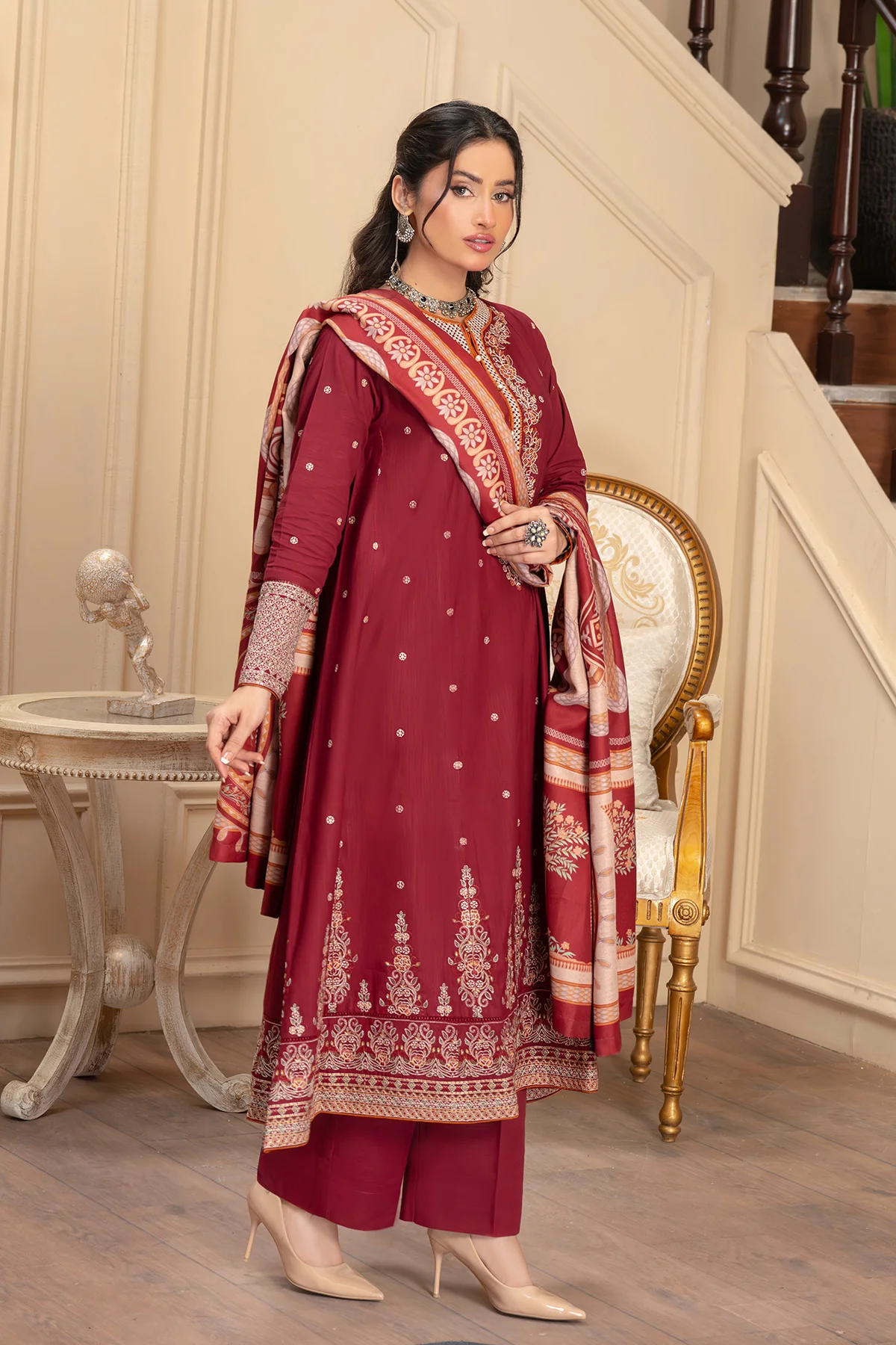Motif Khaddar Embroidered Suit-008 - Image 8