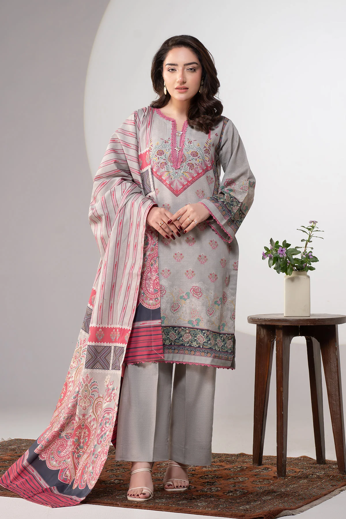 MOTIF KHADDAR PRINTED SUIT-037 - Image 5
