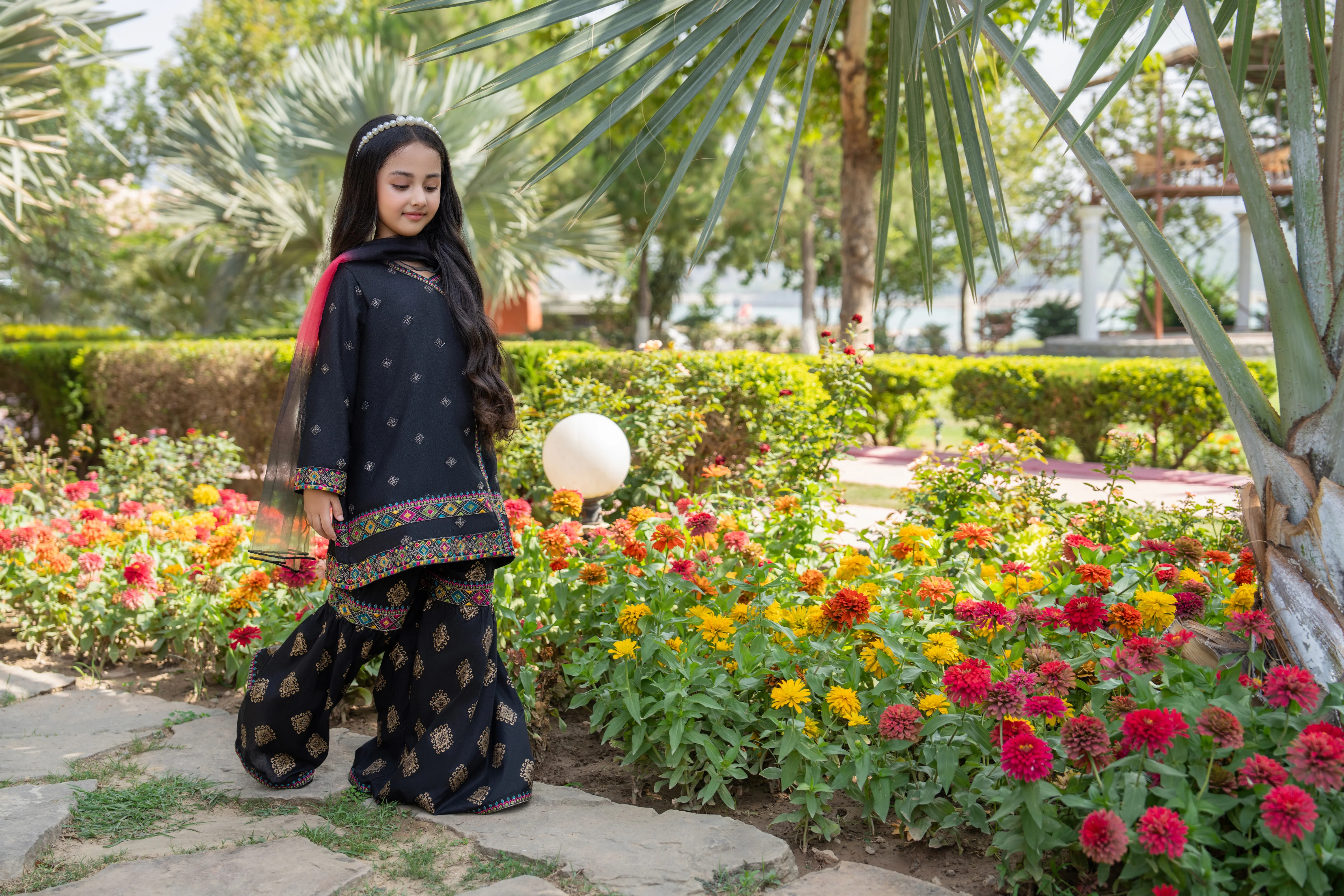 Motif Kids Embroidered Suit-015 - Image 6