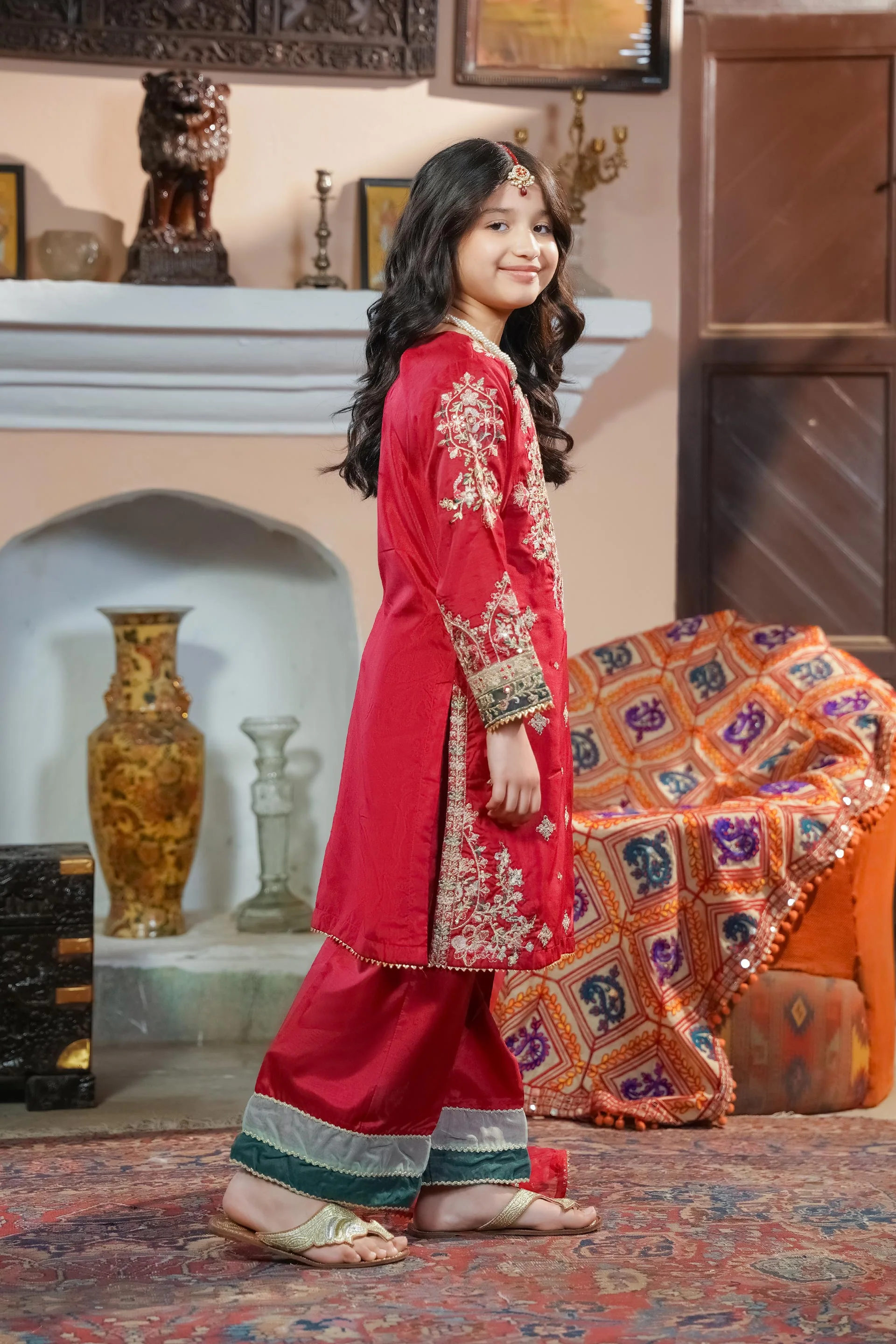 Motif Kids Embroidered Suit-612 - Image 3