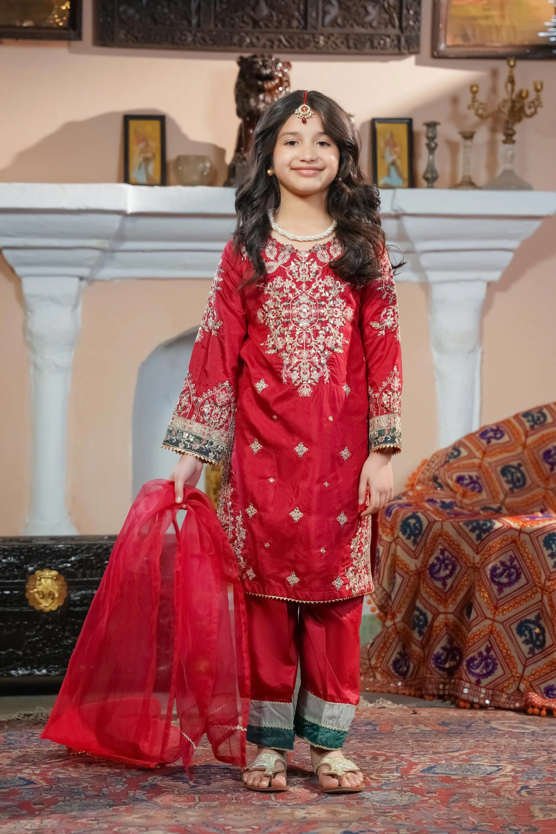 Motif Kids Embroidered Suit-612 - Image 5