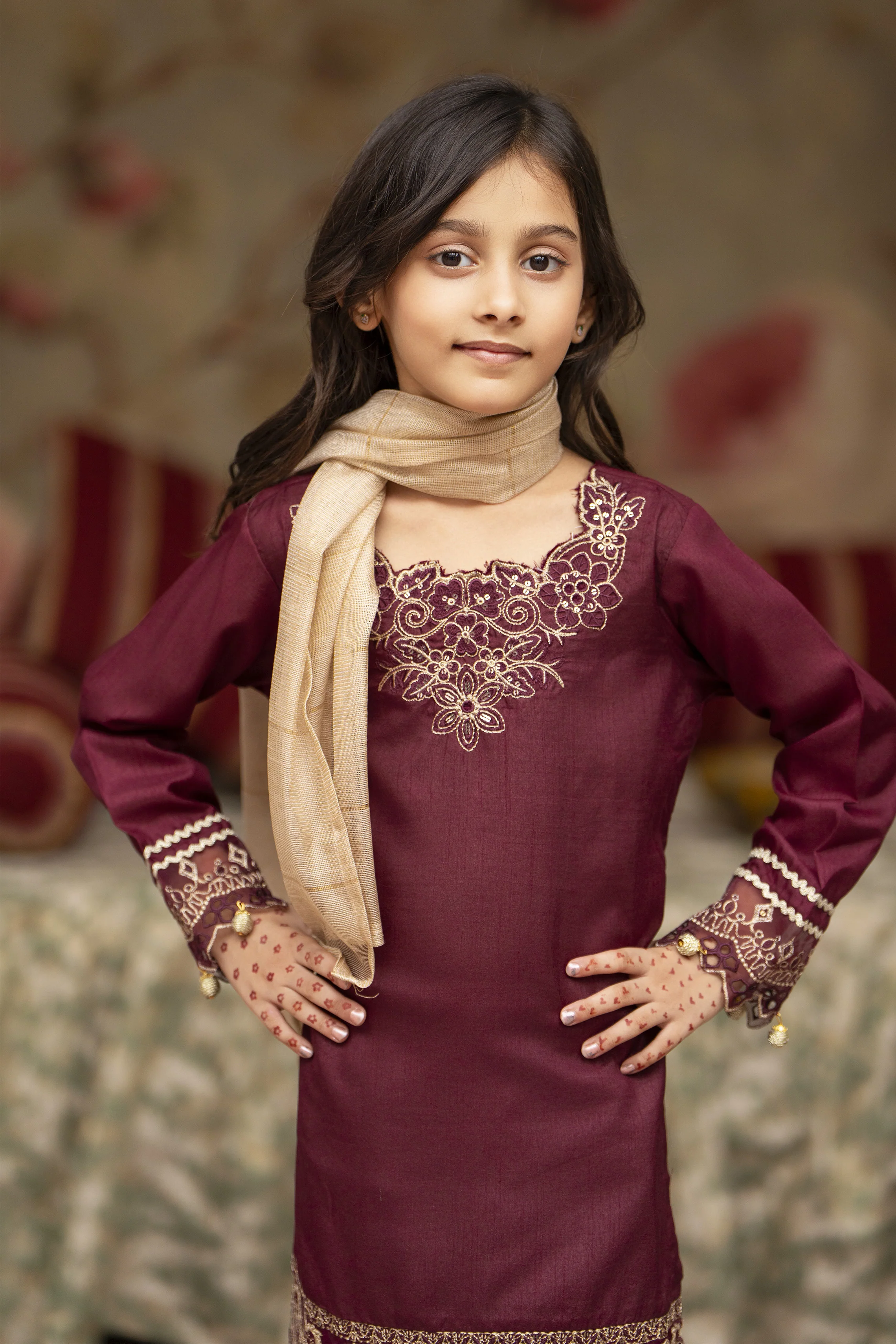 Motif Kids Viscose Embroidered Suit-658 - Image 5