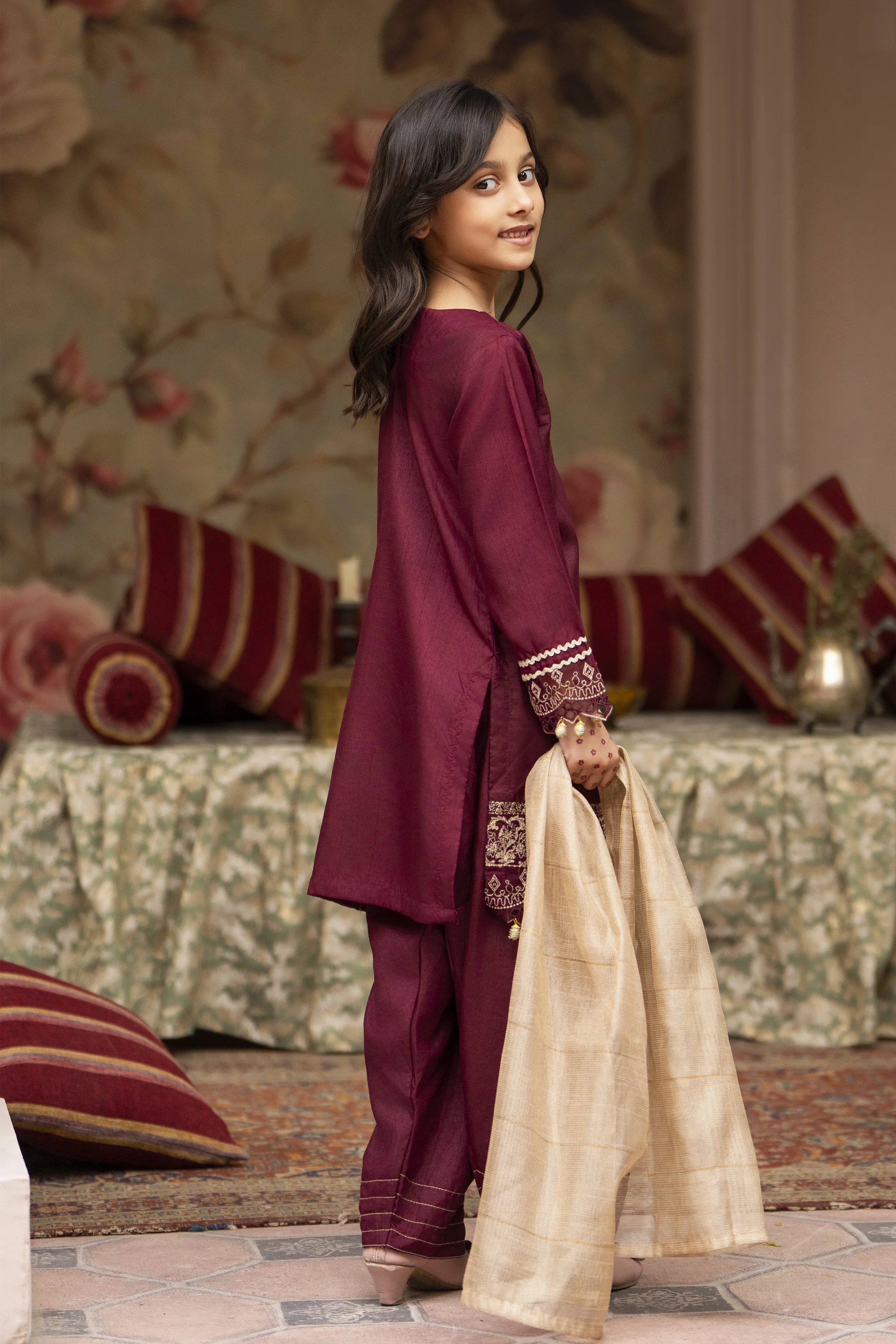 Motif Kids Viscose Embroidered Suit-658 - Image 8