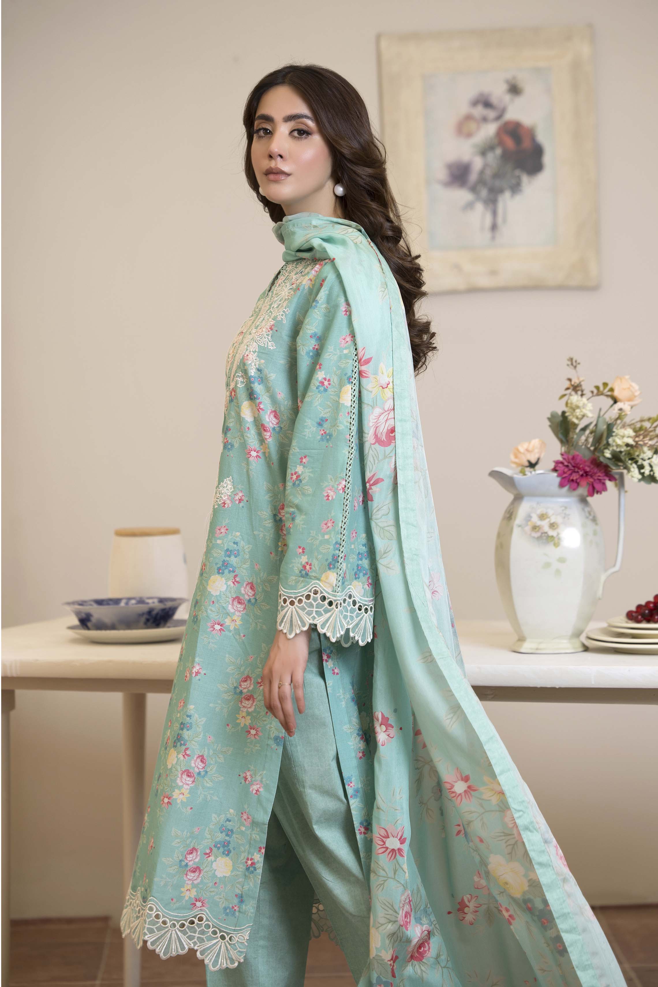 Motif Lawn Embroidered Suit-025 - Image 4