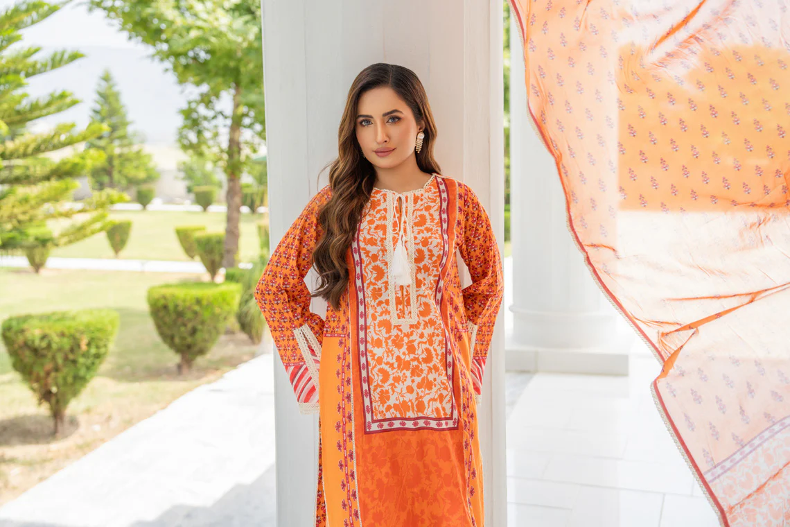 Motif Lawn Printed Suit-009 - Image 5