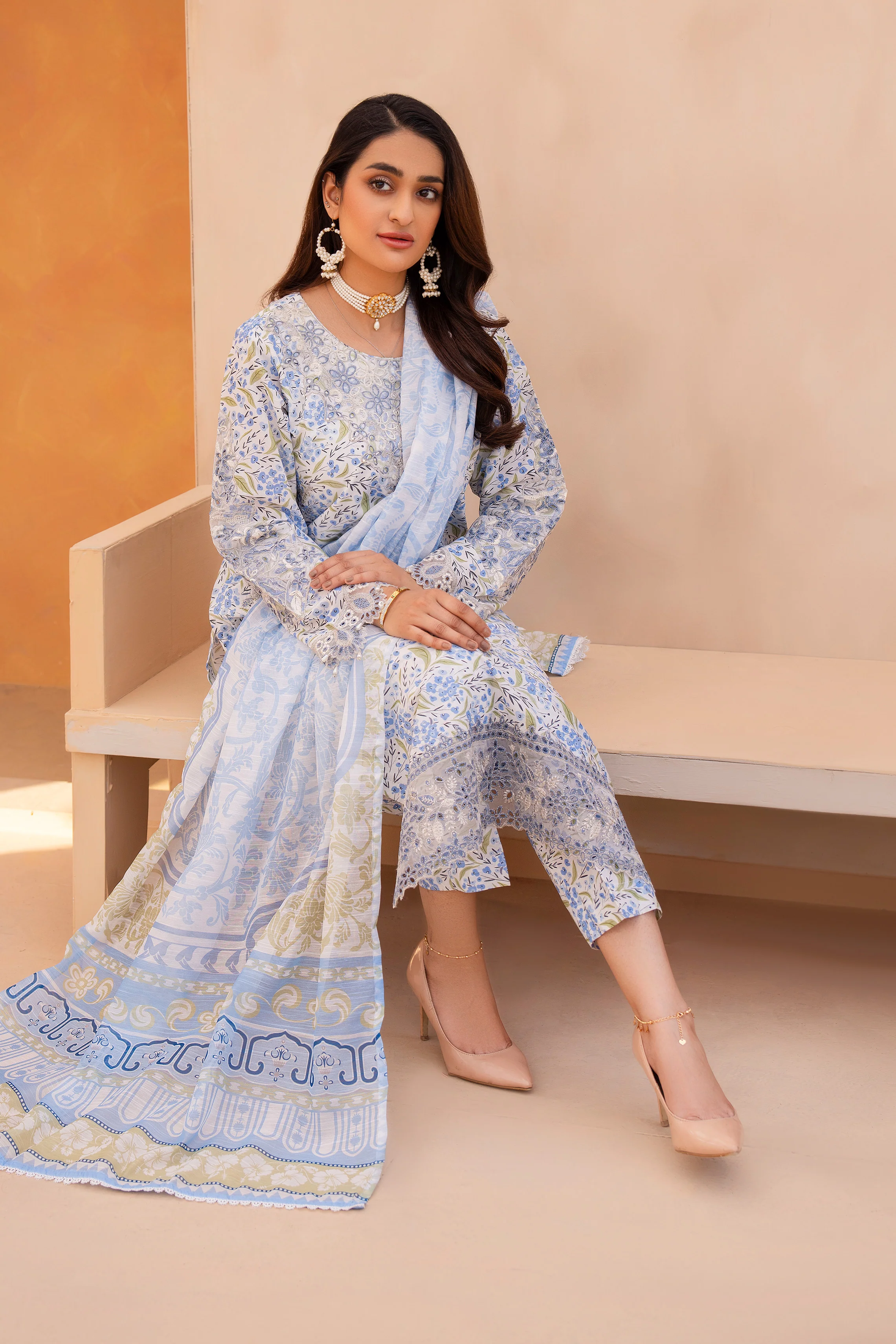 Motif Lawn Printed Suit-3560 - Image 3