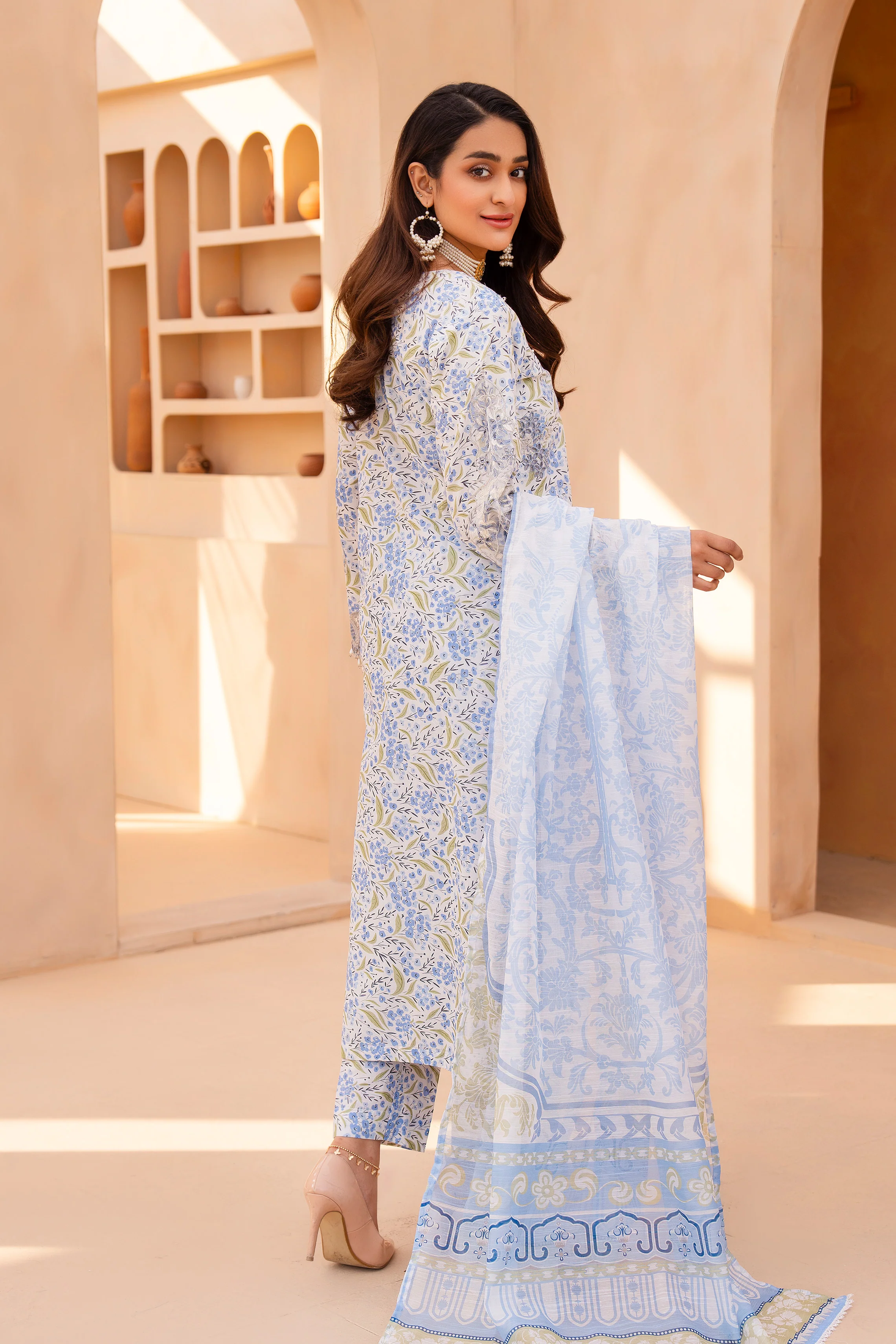 Motif Lawn Printed Suit-3560 - Image 4
