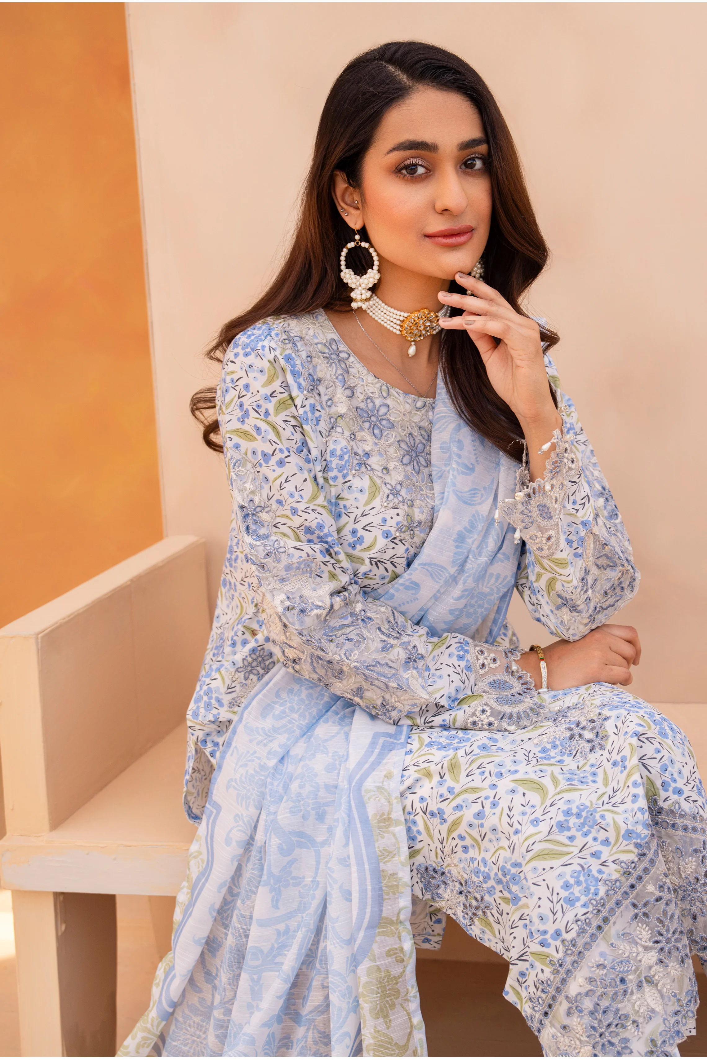 Motif Lawn Printed Suit-3560 - Image 5