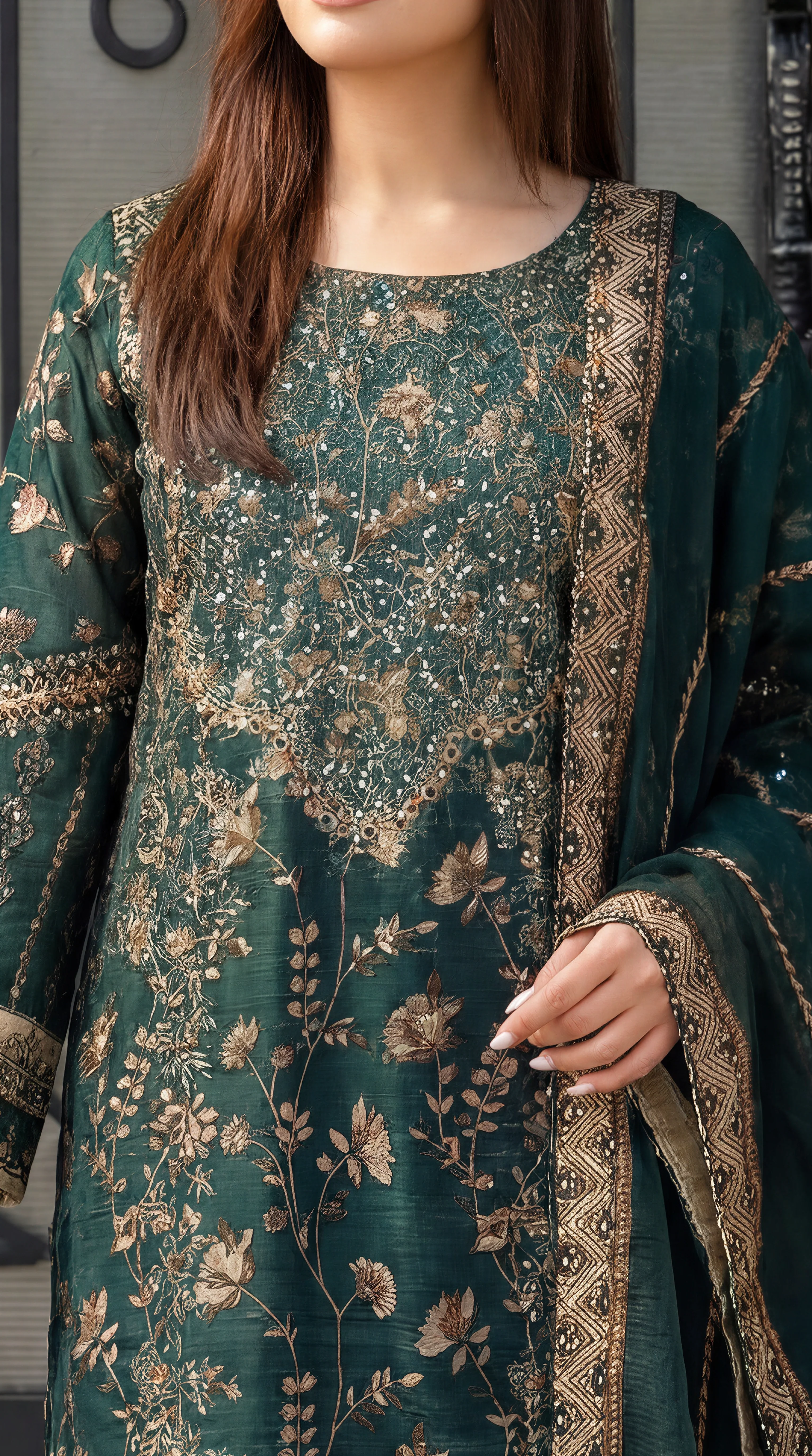 Motif Munar Embridered Suit-3987 - Image 3