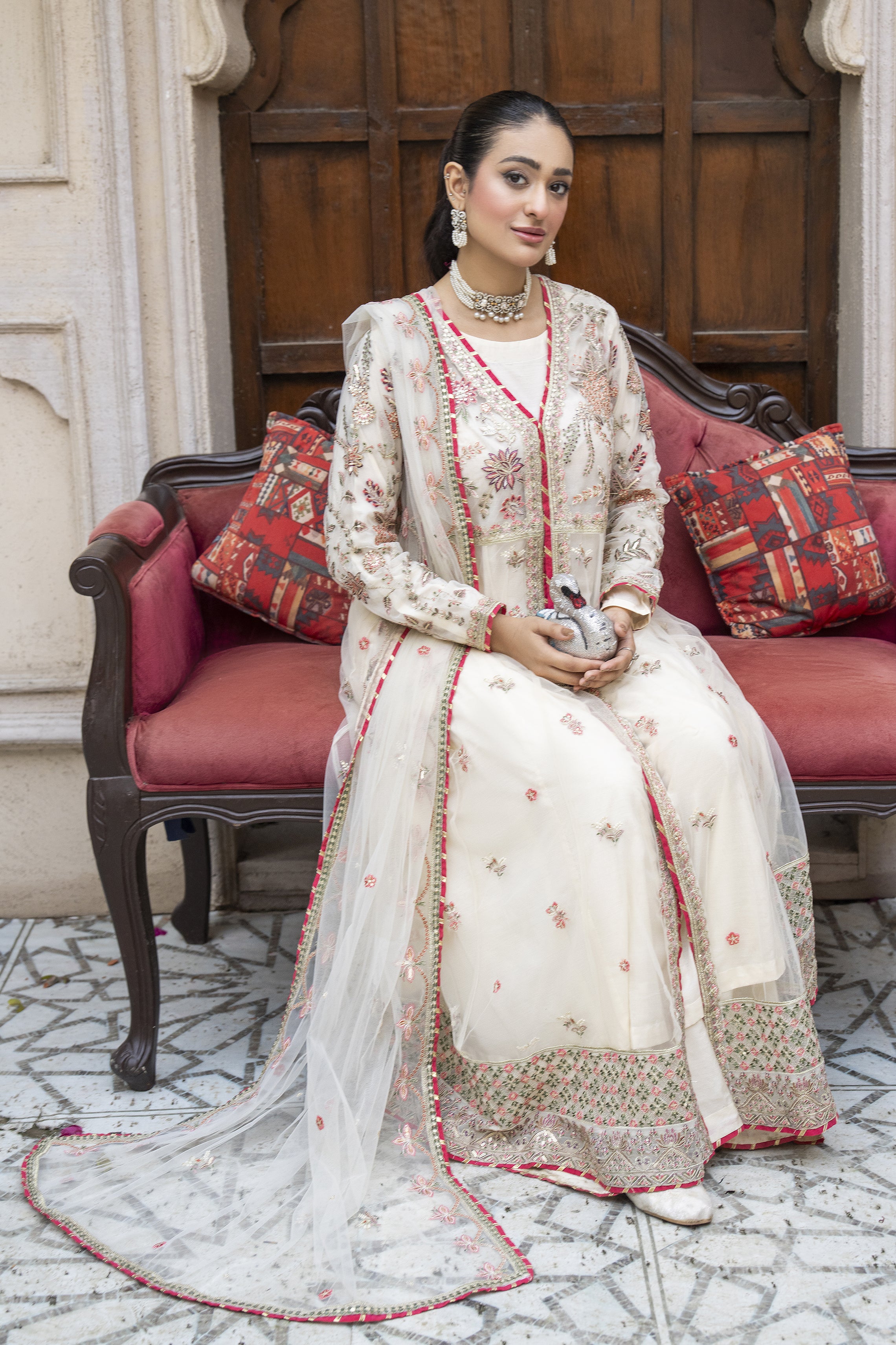 Motif Net Embroidered Suit-038 - Image 7