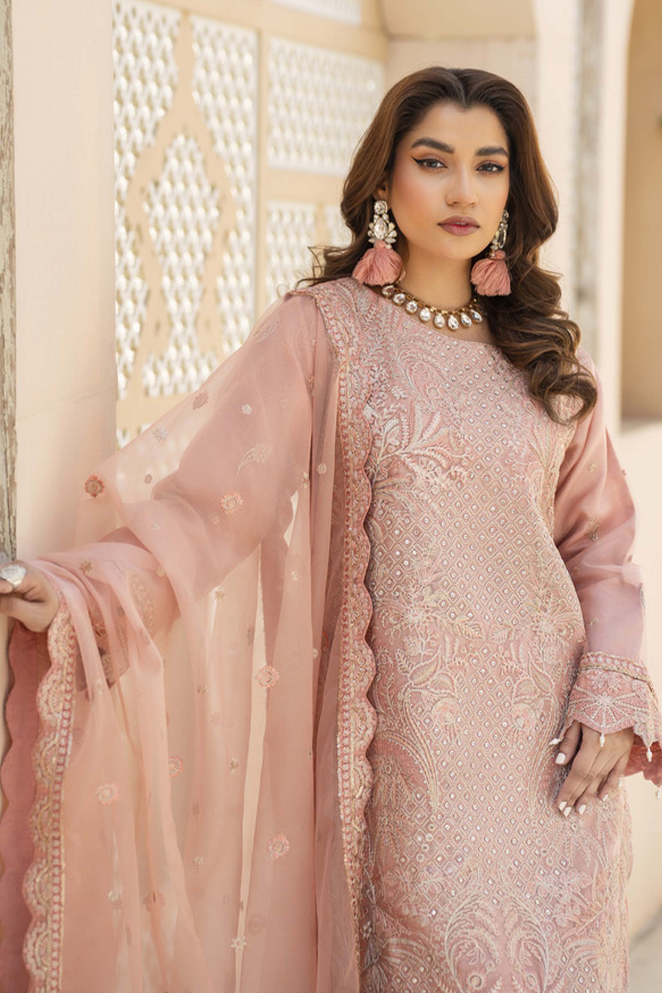 Motif Organza Embroidered Suit-005 - Image 3