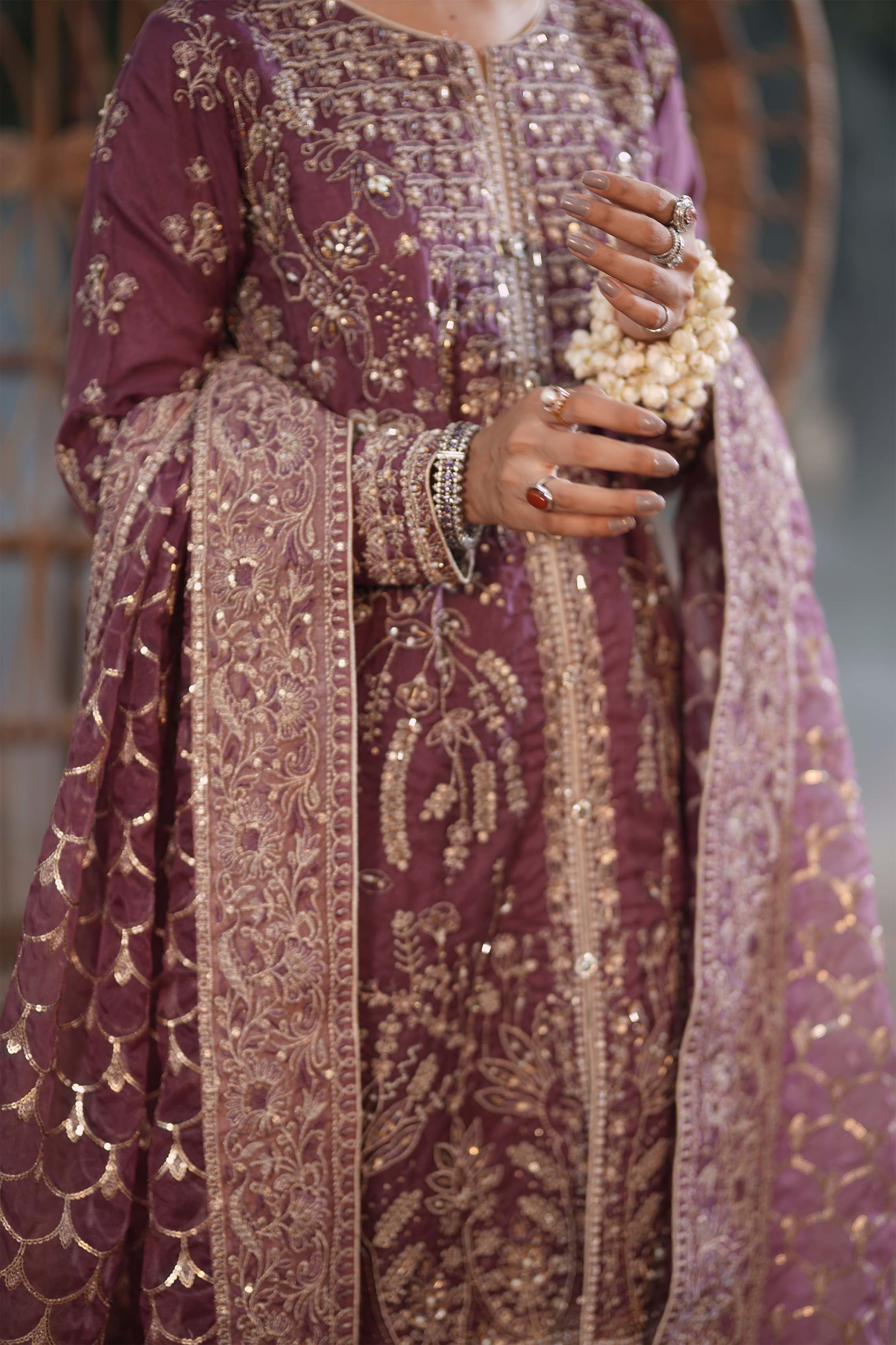 Motif Organza Embroidered Suit-009 - Image 4