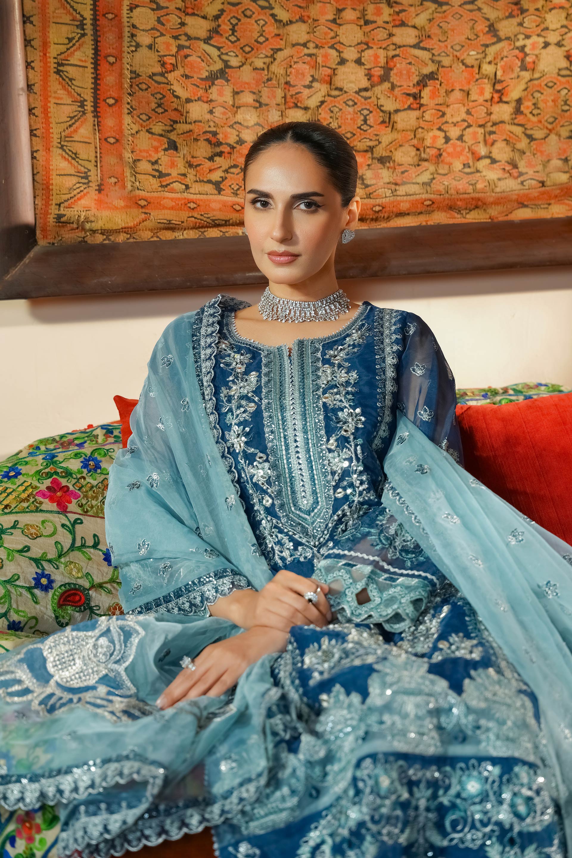 Motif Organza Embroidered Suit-295 - Image 5