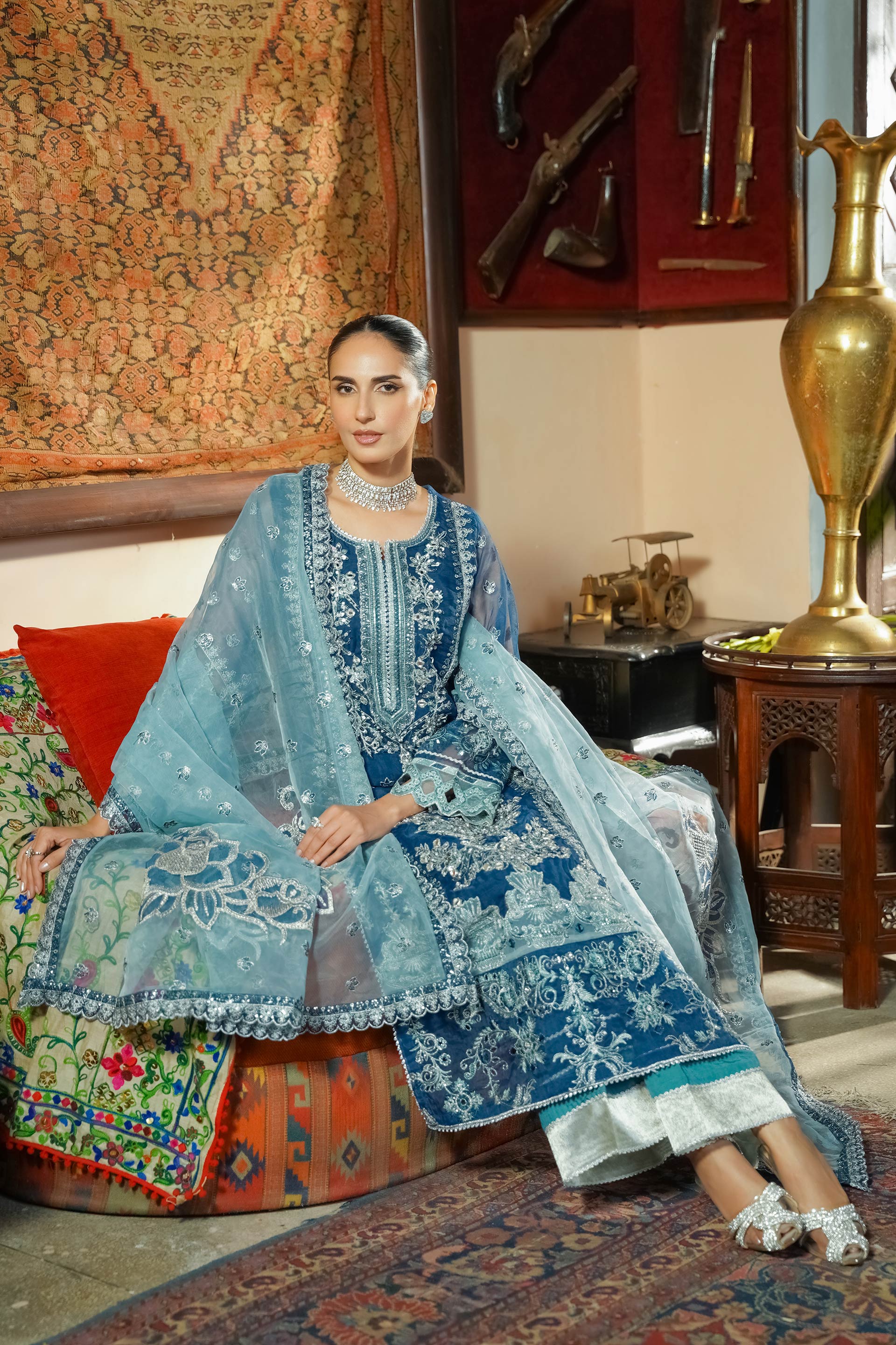 Motif Organza Embroidered Suit-295 - Image 6