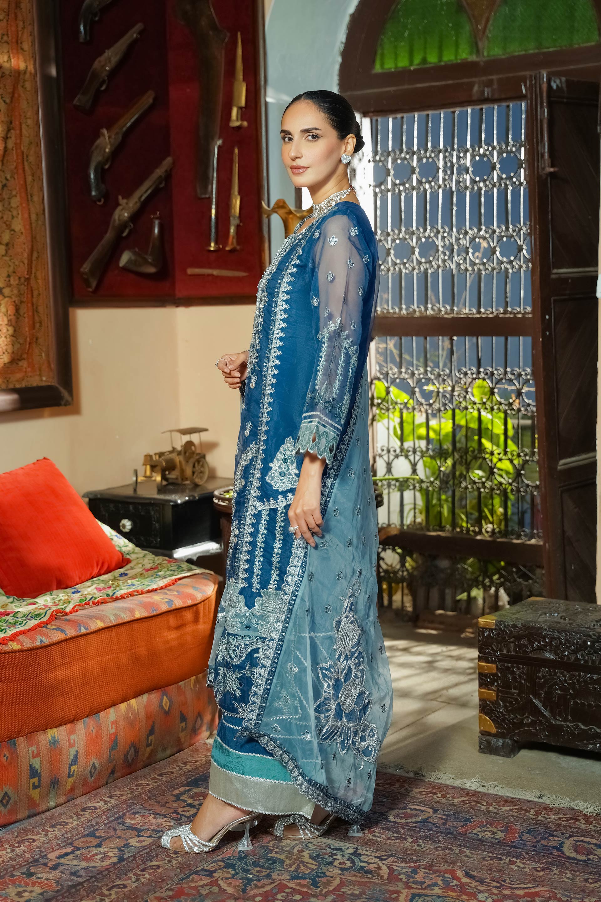 Motif Organza Embroidered Suit-295 - Image 8