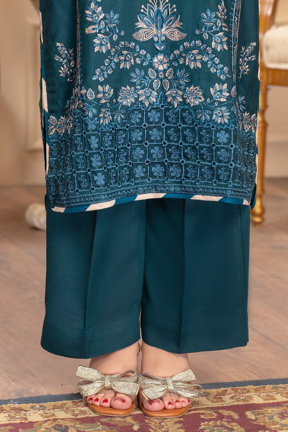 Motif Peach Wool Embroidered Suit-064 - Image 4