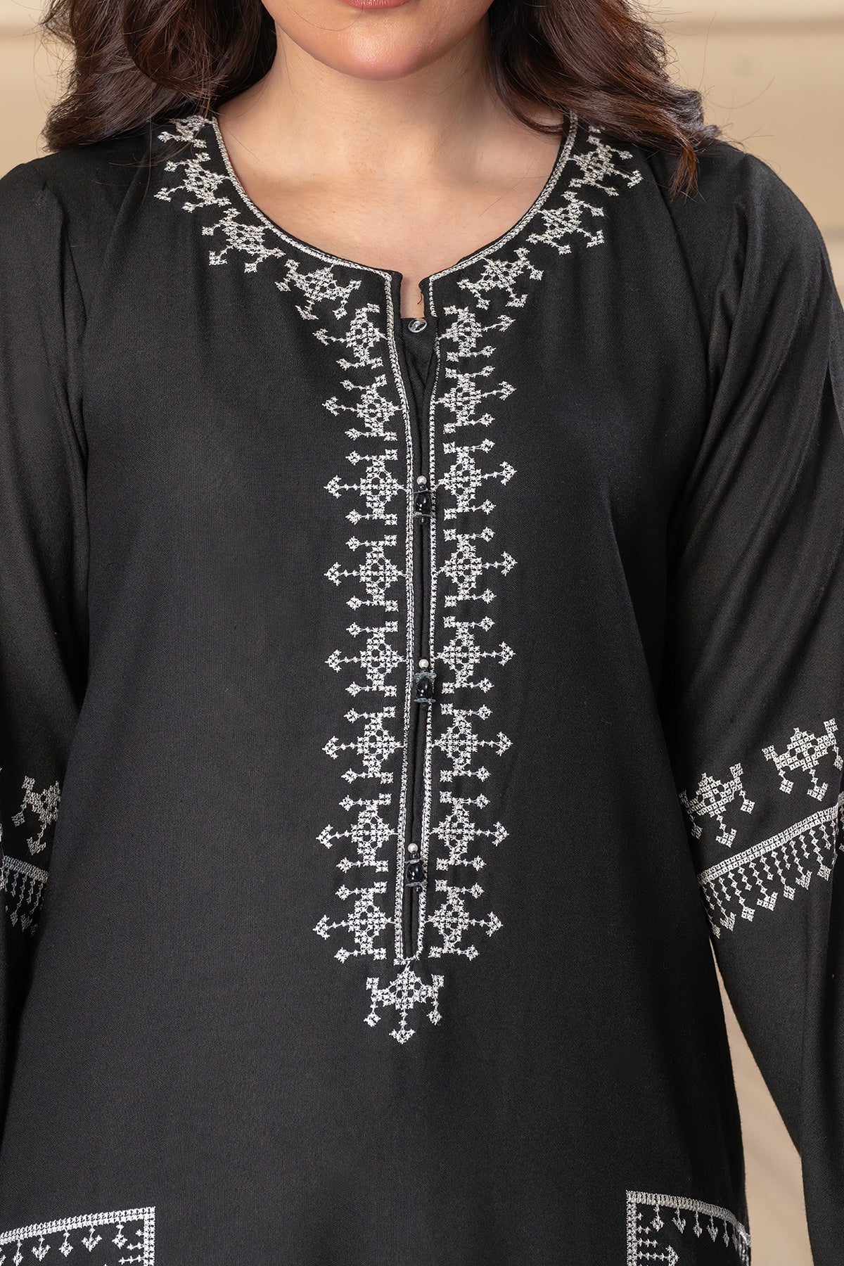 Motif Peach Wool Embroidered Suit-3890 - Image 4