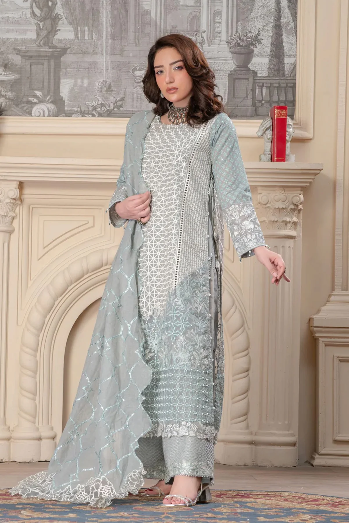 Motif Poly Corduroy Embroidered Suit-362 - Image 5