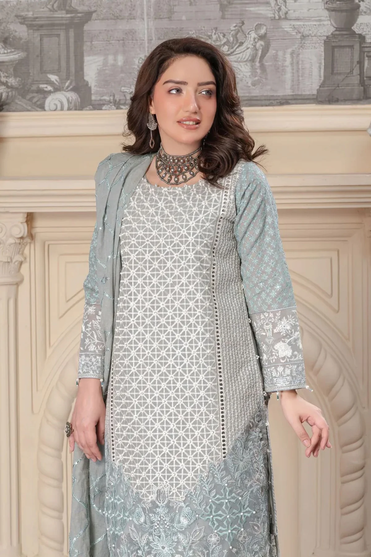 Motif Poly Corduroy Embroidered Suit-362 - Image 8
