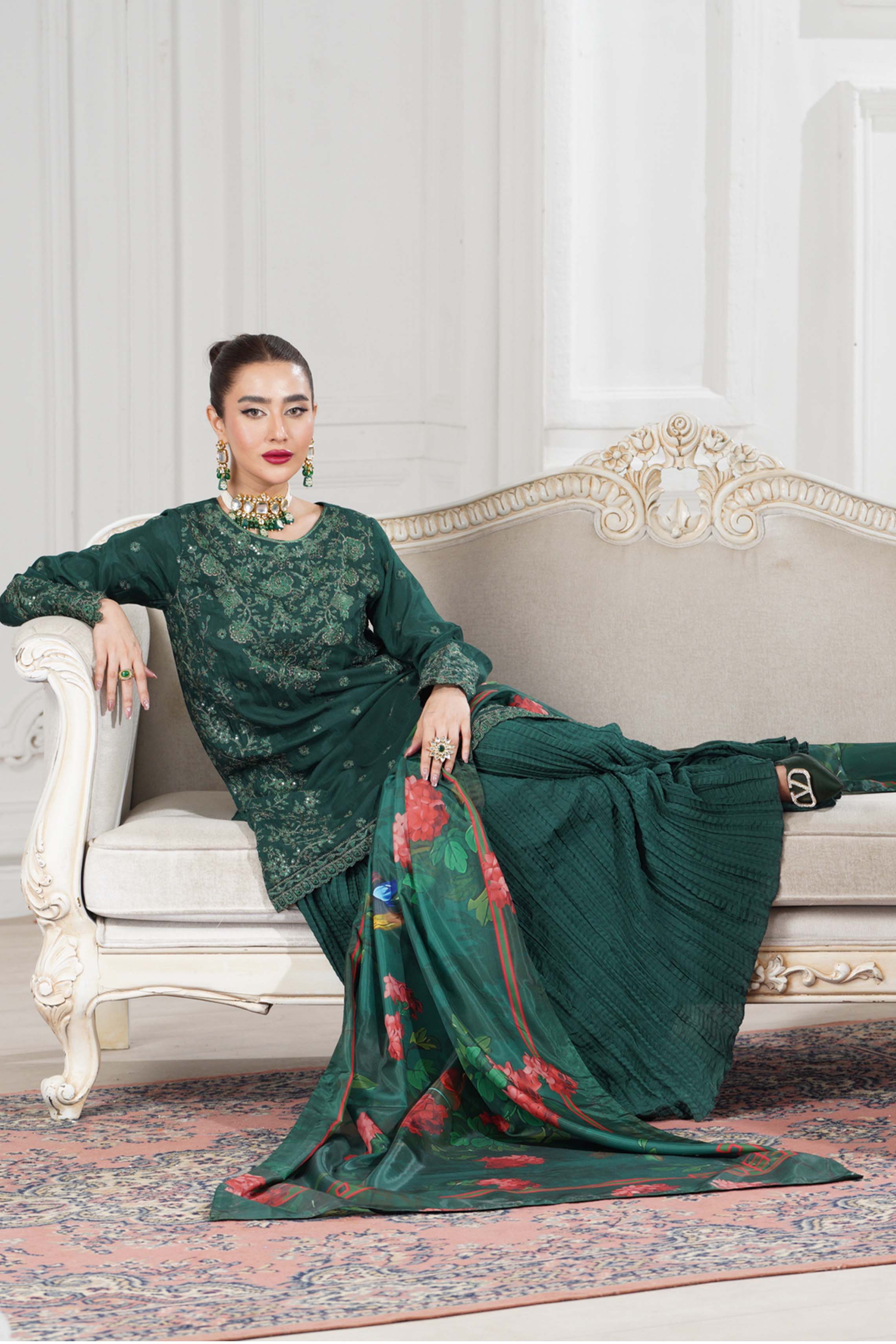 Motif Slub Russian Embroidered Suit-011 - Image 10