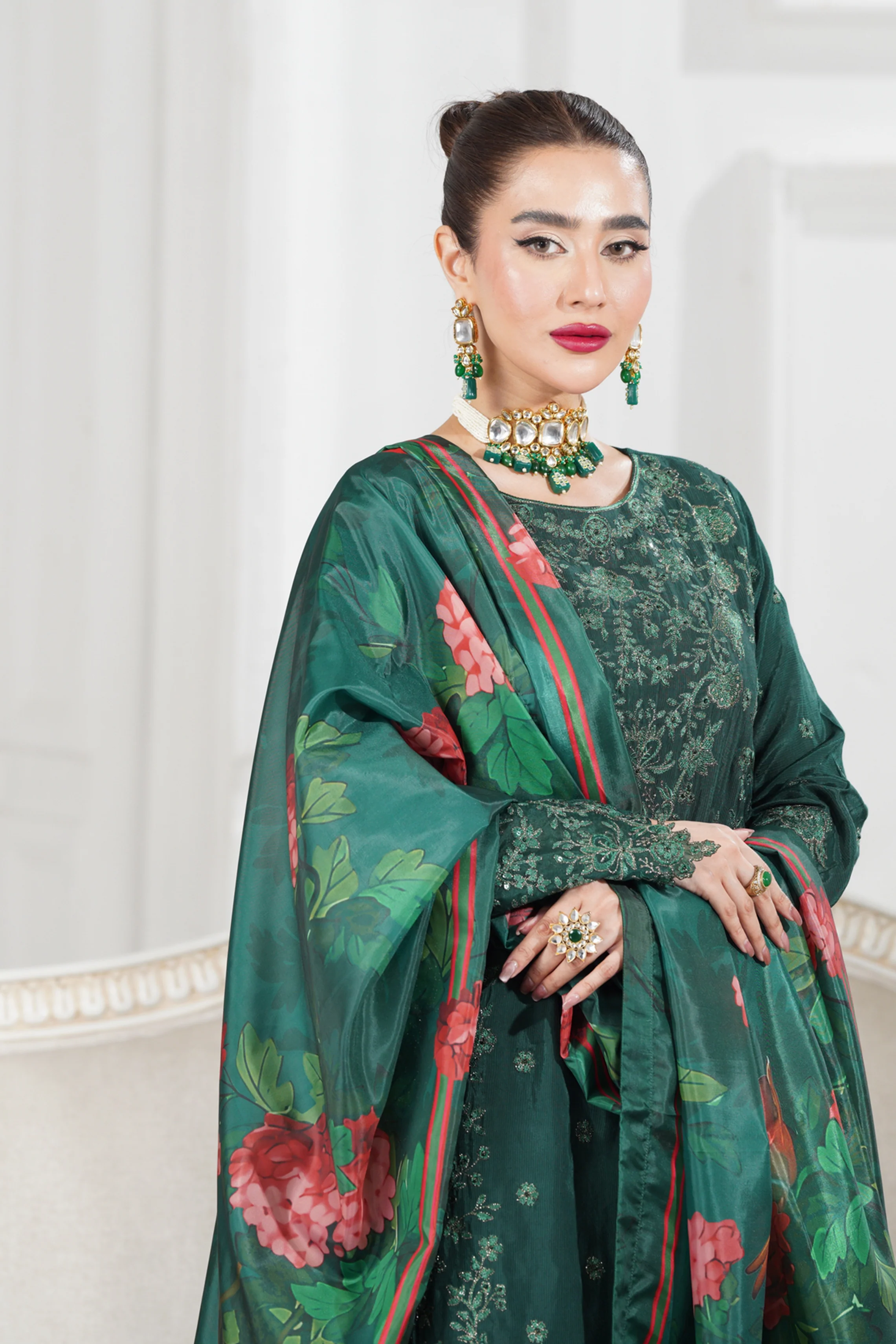 Motif Slub Russian Embroidered Suit-011 - Image 4