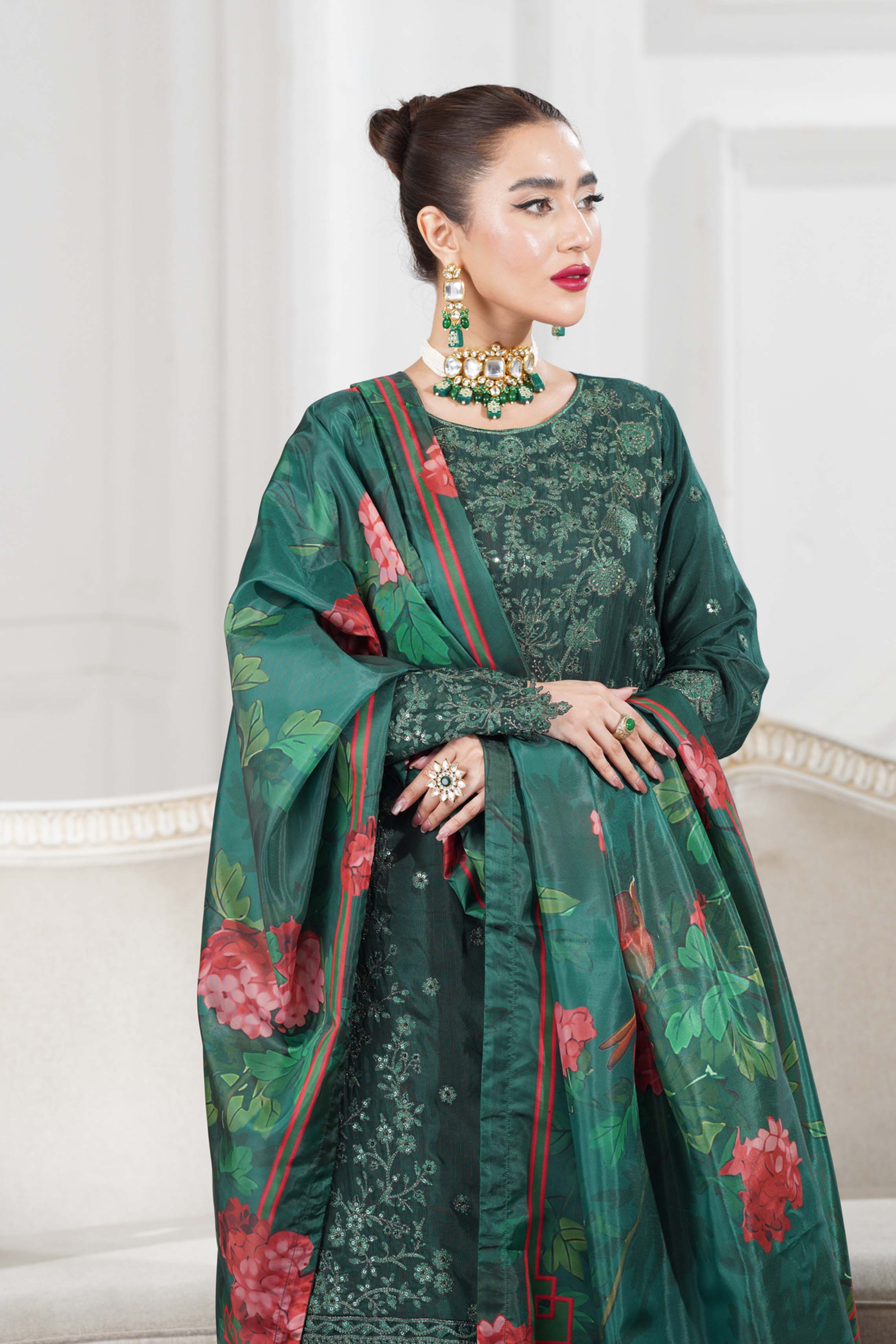 Motif Slub Russian Embroidered Suit-011 - Image 5