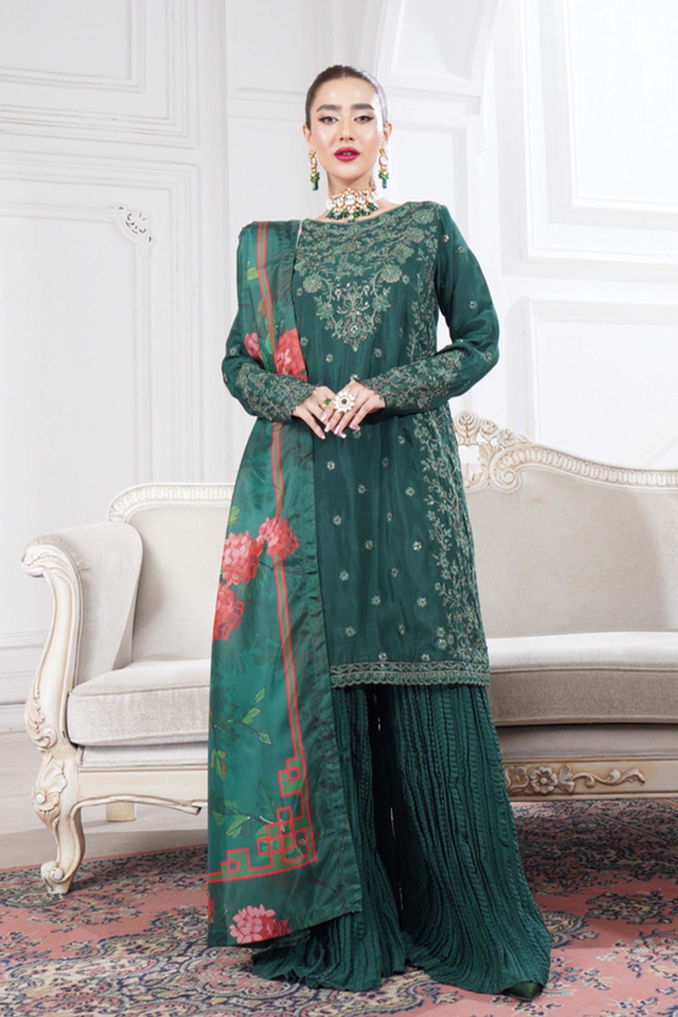 Motif Slub Russian Embroidered Suit-011 - Image 6