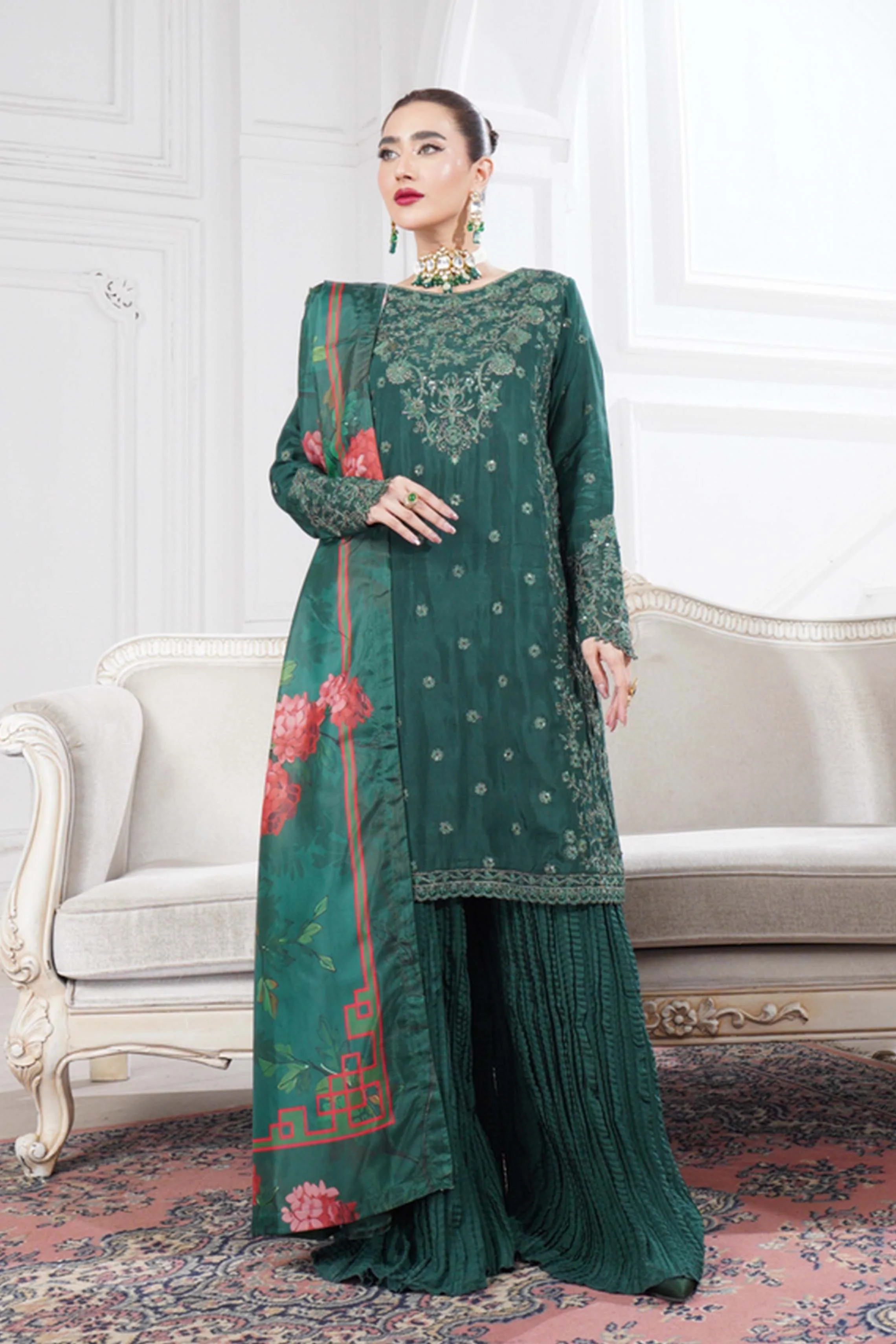 Motif Slub Russian Embroidered Suit-011 - Image 7