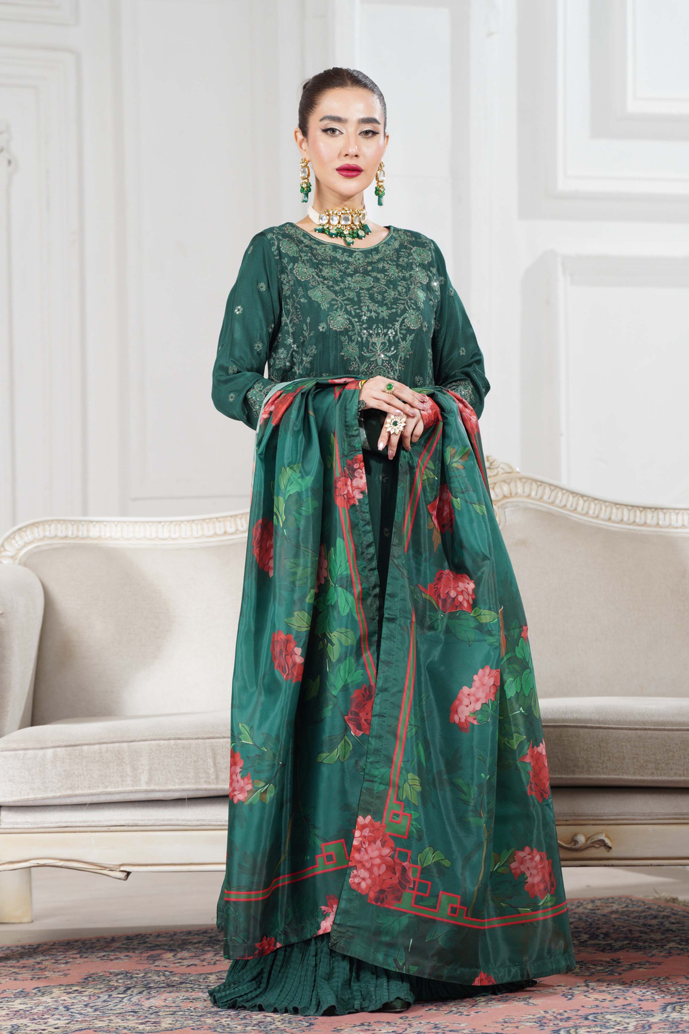 Motif Slub Russian Embroidered Suit-011 - Image 8