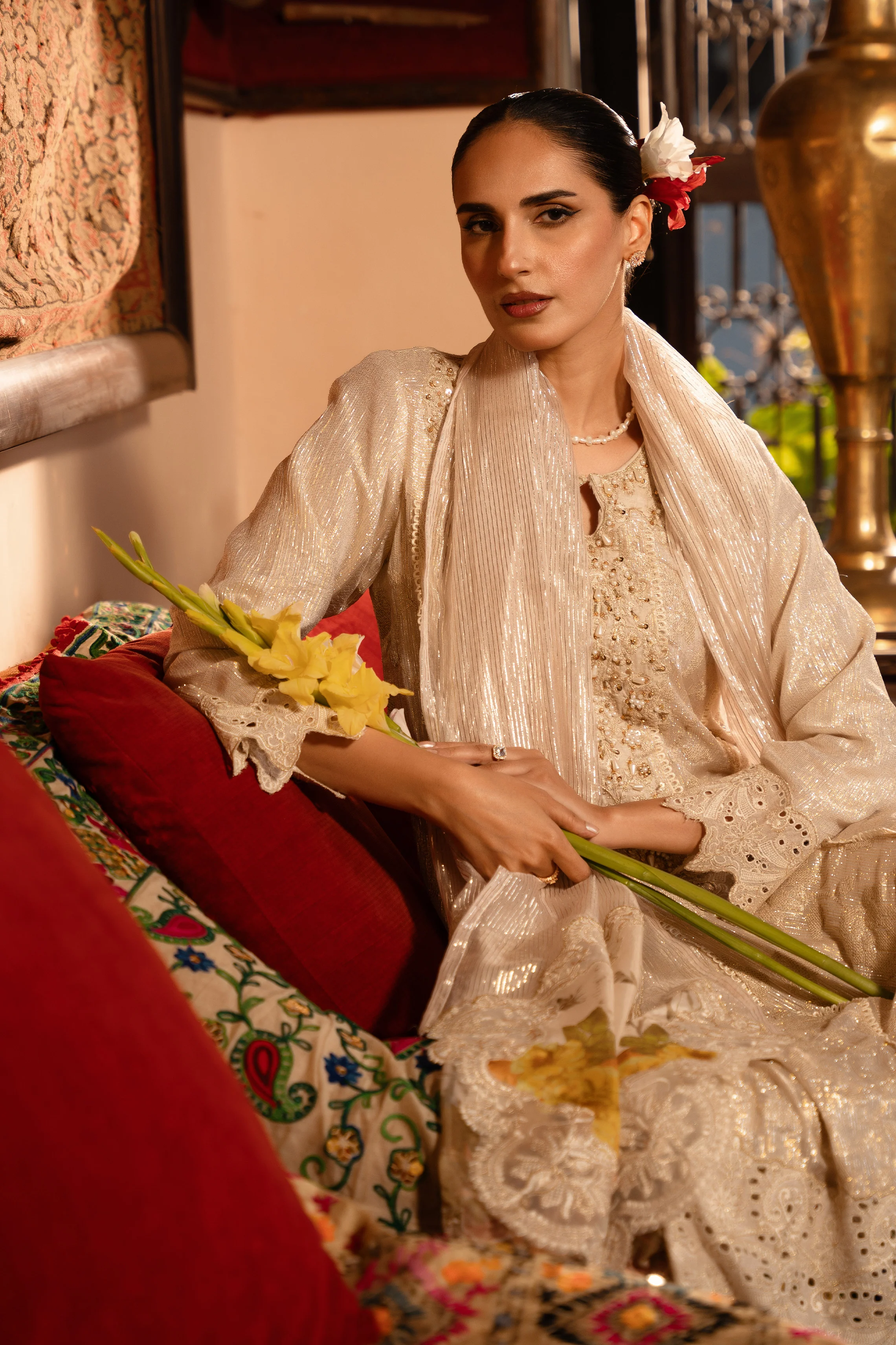 Motif Tilla and Sequence Embroidered Suit - Image 3