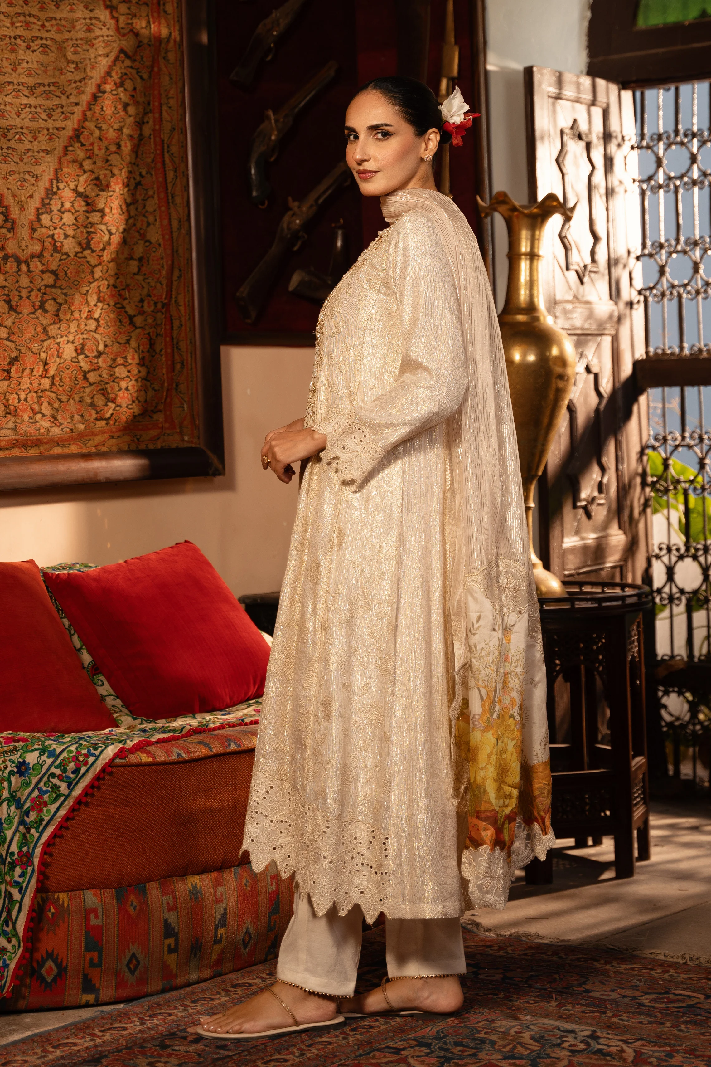 Motif Tilla and Sequence Embroidered Suit - Image 5